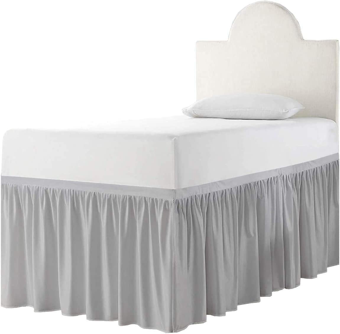 Ruffled Dorm Bed Skirt for College - Extra Long Twin XL Bed Skirt with 50