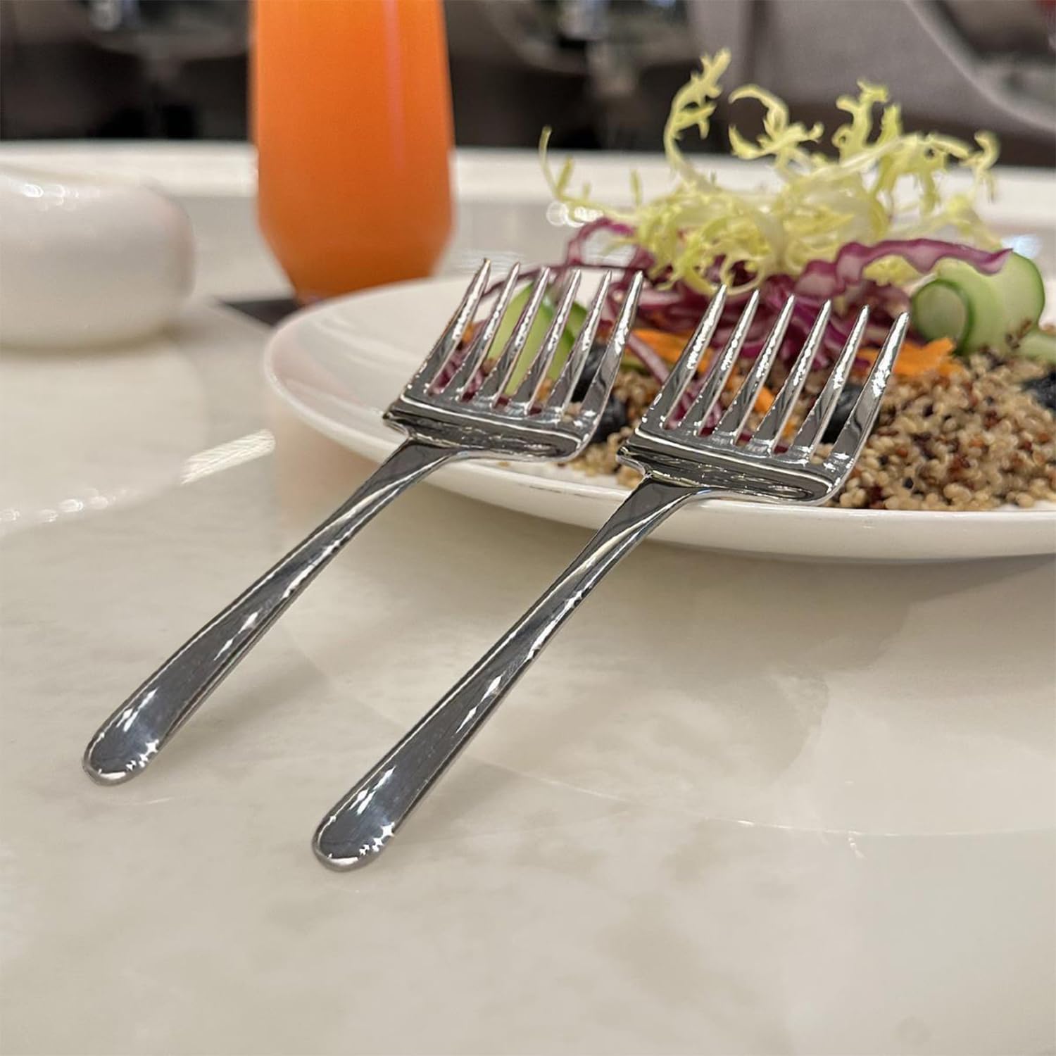 Premium Stainless Steel Dessert Forks Set - Elegant Silver Wing Design Appetizer Forks for Cakes, Fruits & Salads - 5.3 Inch Party Utensils (2-Pack) - Perfect for Weddings, Restaurants, Catering & Home Entertaining