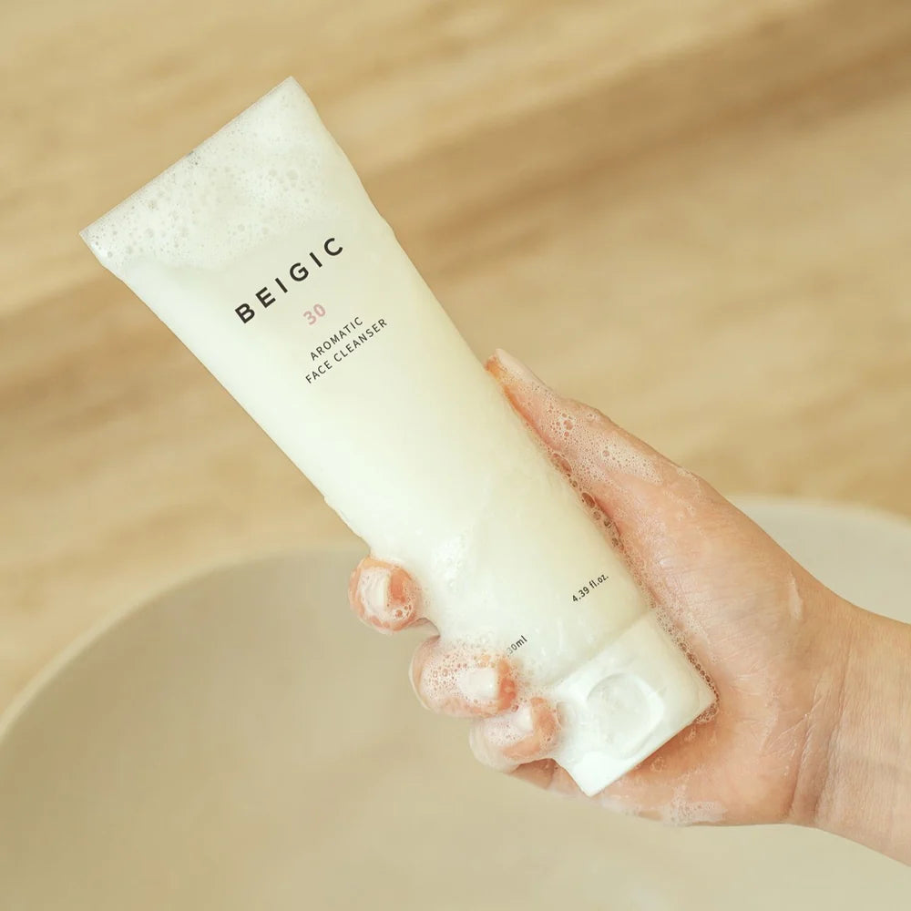 BEIGIC Aromatic Facial Cleanser 130ml - Gentle Foaming Face Wash for All Skin Types - Perfect for Daily Skincare Routine & Travel