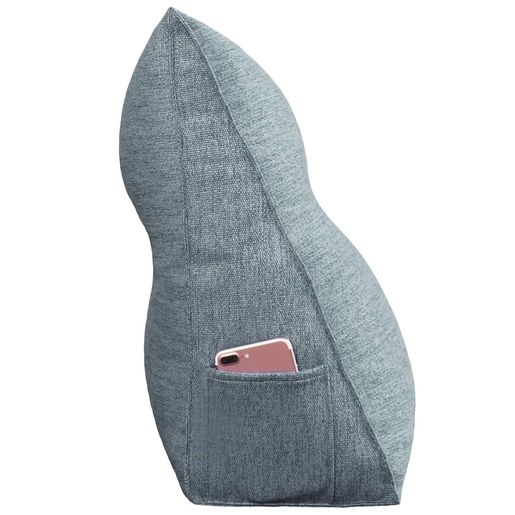 WOWMAX 76 Inch Large Reading Pillow for Bed & Sofa - Triangular Wedge Backrest with Removable Grey Cover - Perfect for Reading, Watching TV, and Relaxing in Bed or on the Couch