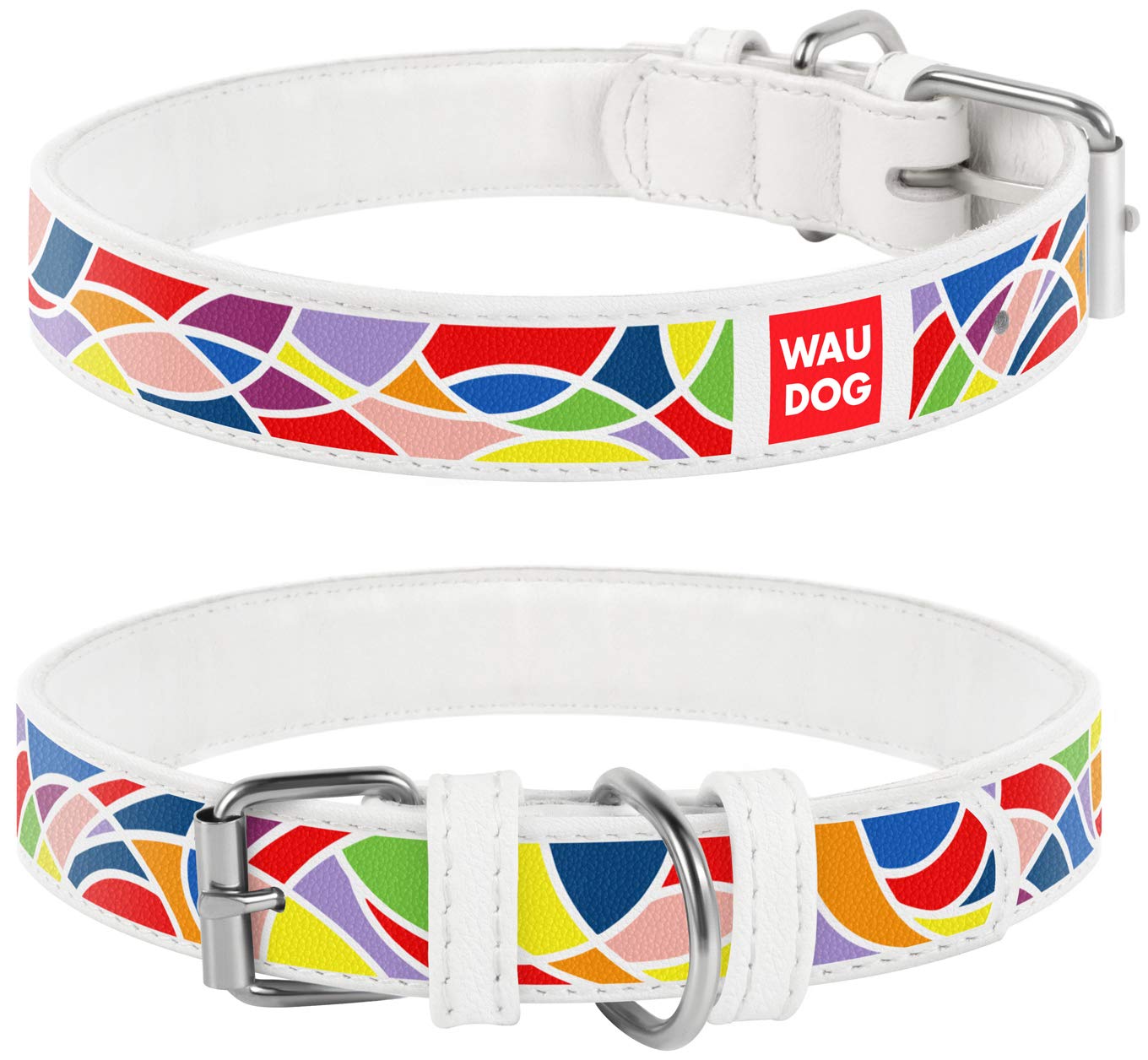 Premium Genuine Leather Dog Collar for Small, Medium & Large Dogs - Adjustable Buckle Collar for Puppies, Boys & Girls - White Leather Dog Collar for Daily Walks, Training & Outdoor Adventures
