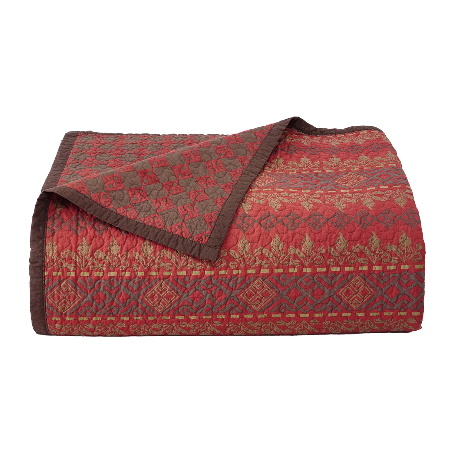 HiEnd Accents Rushmore 3-Piece Quilt Set with Pillow Shams - Super Queen/King Size, 100% Cotton Reversible Luxury Bedding, Southwestern Rustic Style (1 Quilt + 2 Pillowcases) for Cozy Bedroom Decor & Guest Room Makeover