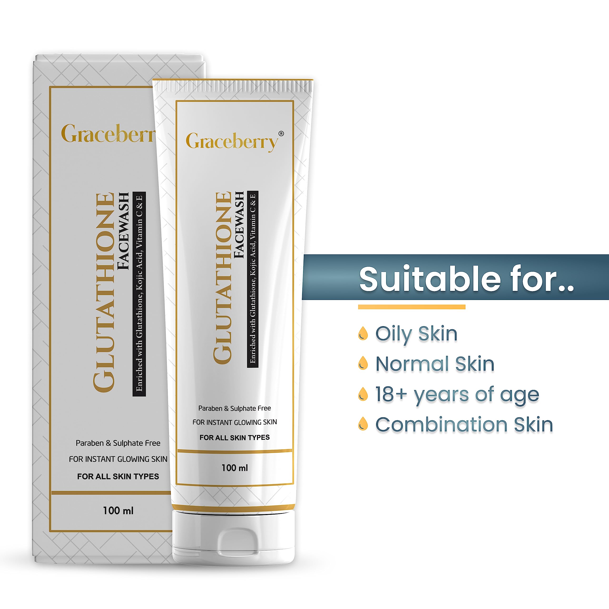 Glutathione Collagen Face Wash with Vitamin C - Gentle Pore Cleansing Foam for Hydration & Detox - Revitalizing Facial Cleanser for Men & Women (6.76 oz) | Perfect for Daily Skincare & Anti-Aging Routine