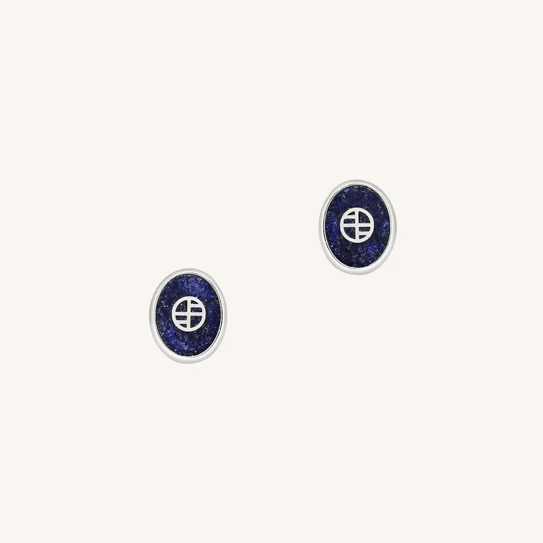 Bennett Lapis Stud Earrings - Genuine Lapis Lazuli Stone Studs for Women, Hypoallergenic Surgical Steel Earrings for Sensitive Ears - Perfect for Everyday Wear, Office & Special Occasions