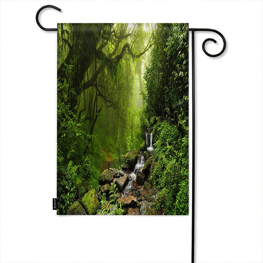 Double Sided Jungle Rainforest Garden Flag 12x18 Inch - Tropical Nature Wild Scenery Trees Design for Outdoor Yard, Patio, Lawn & Porch Decor | Perfect for Subtropical Forest Theme, Villa Park & Welcome Banner