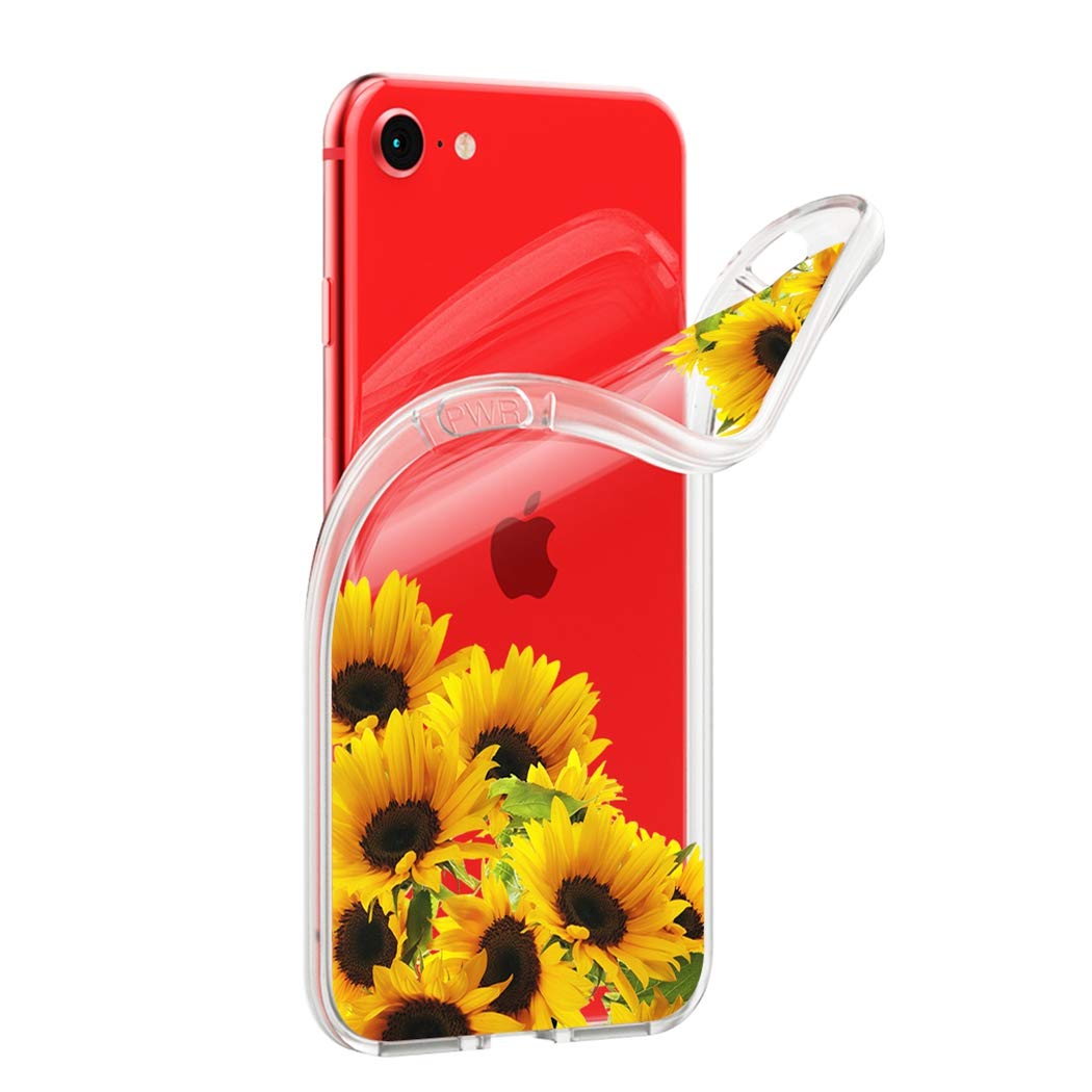 Clear Shockproof TPU Phone Case for iPhone SE 2020/8/7 - Slim Protective Cover with Sunflower Pattern for Women & Girls | Perfect for Everyday Use, Work & Travel