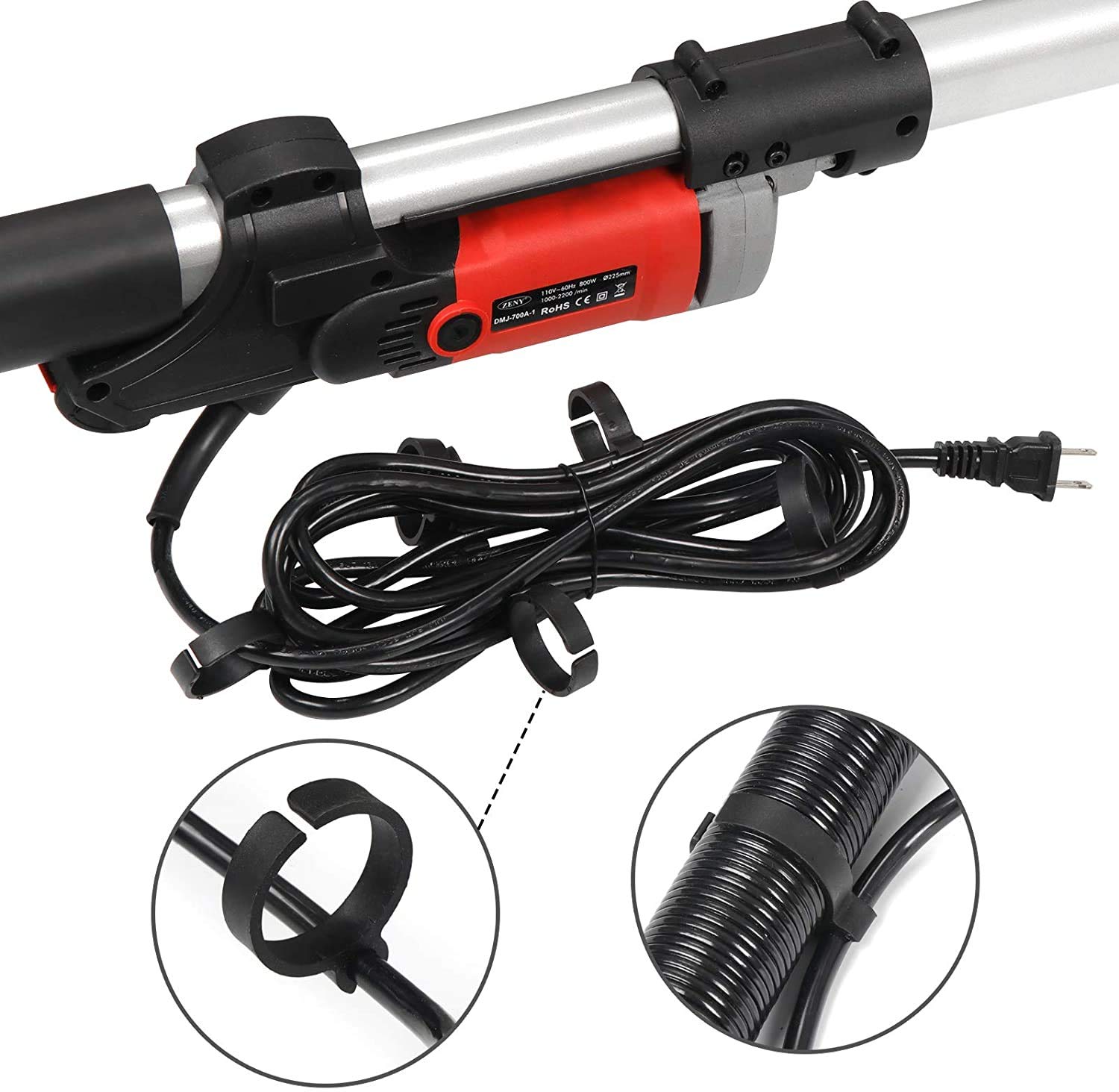 HomGarden 800W Electric Drywall Sander with Vacuum - Adjustable Speed, Foldable Design & 6 Sanding Pads - Perfect for Drywall Repair, Home Renovation and DIY Projects
