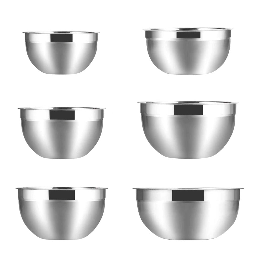 Premium Stainless Steel Mixing Bowls Set of 6 - Stackable Nesting Bowls for Baking, Cooking & Food Prep - Durable Kitchen Essentials for Chefs & Home Cooks