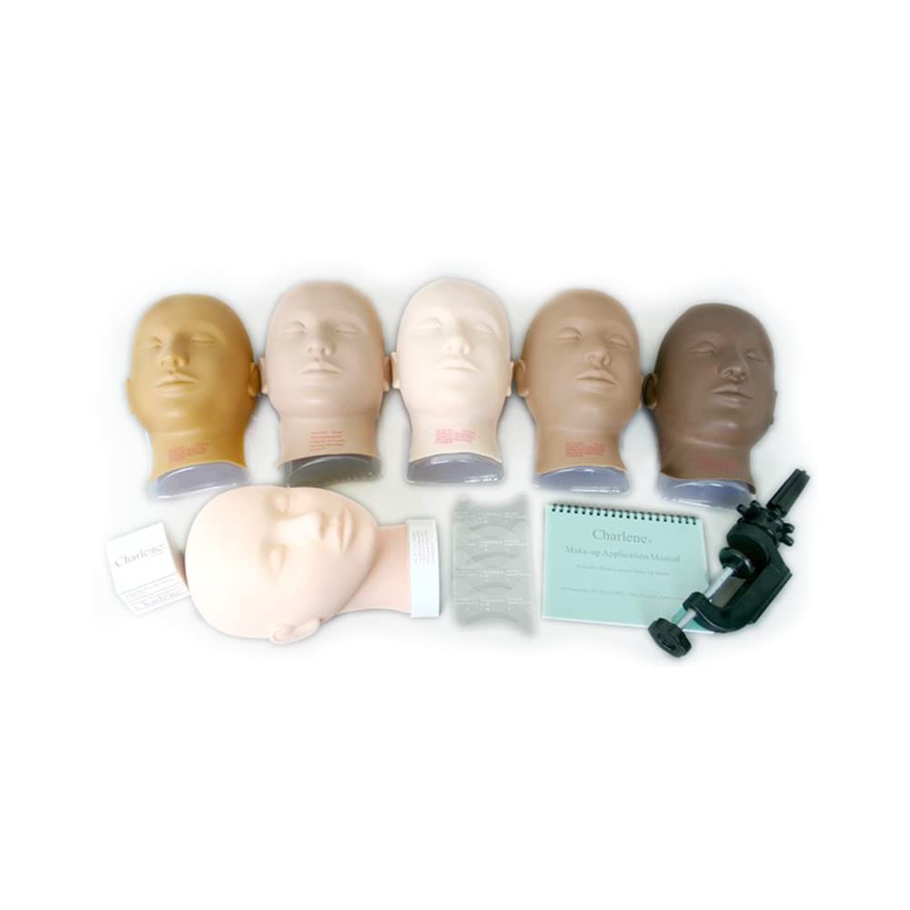 CHARLENE Erasable Makeup Mannequin Head Kit - Light Skin Tone with Closed Eyes for Professional Cosmetology Training & Practice | Perfect for Beauty School Students & Salon Stylists