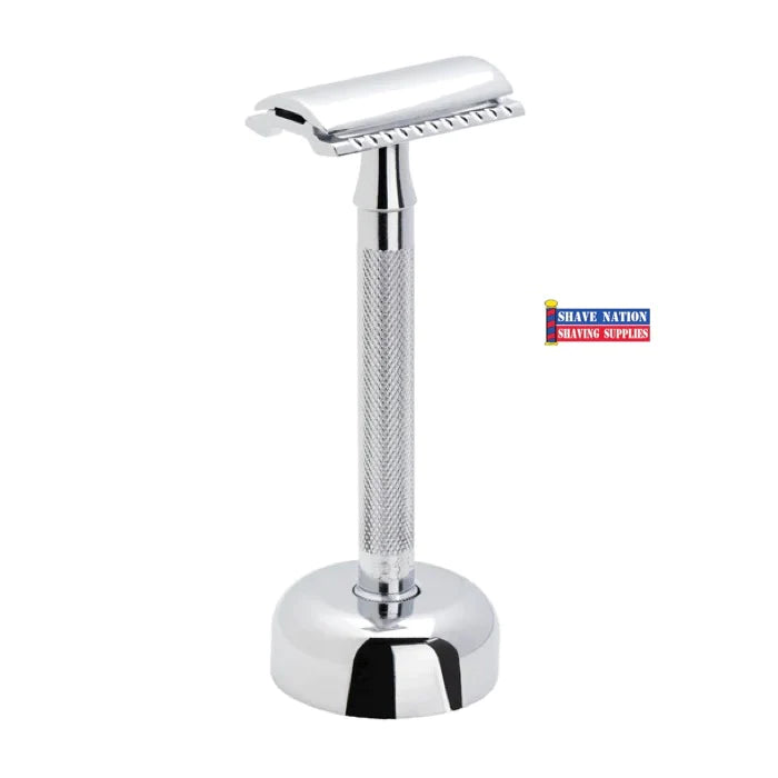 Merkur Solo Stand for Safety Razor - Premium Chrome Razor Holder (Missing Rubber Ring) | Perfect for Bathroom Storage & Travel Shaving Kit Organization
