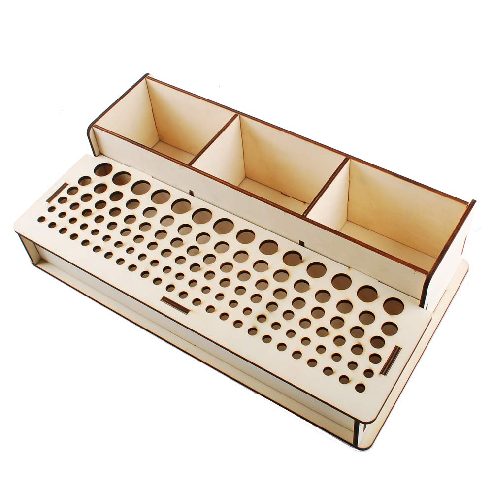 Premium Wooden Leather Craft Tool Storage Box - Leather Tool Organizer & Punch Tool Holder with Shelf - Durable Wood Box for Leatherworking Tools (103) - Perfect for Leather Craft Workshops, DIY Projects & Professional Artisan Tool Organization
