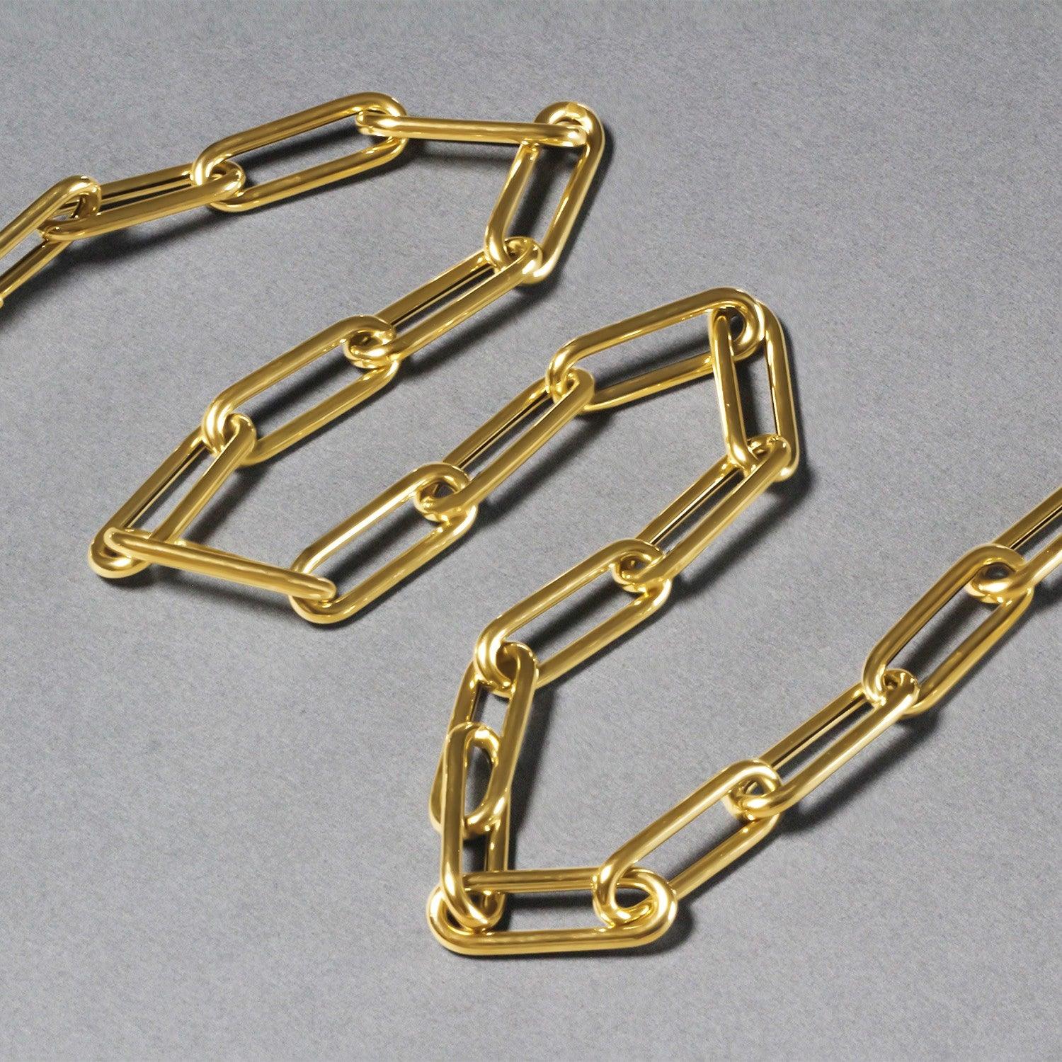14K Yellow Gold Paperclip Chain Necklace for Women - Dainty Rounded Link Layering Necklace Jewelry, Perfect for Everyday Wear, Gift Giving & Special Occasions