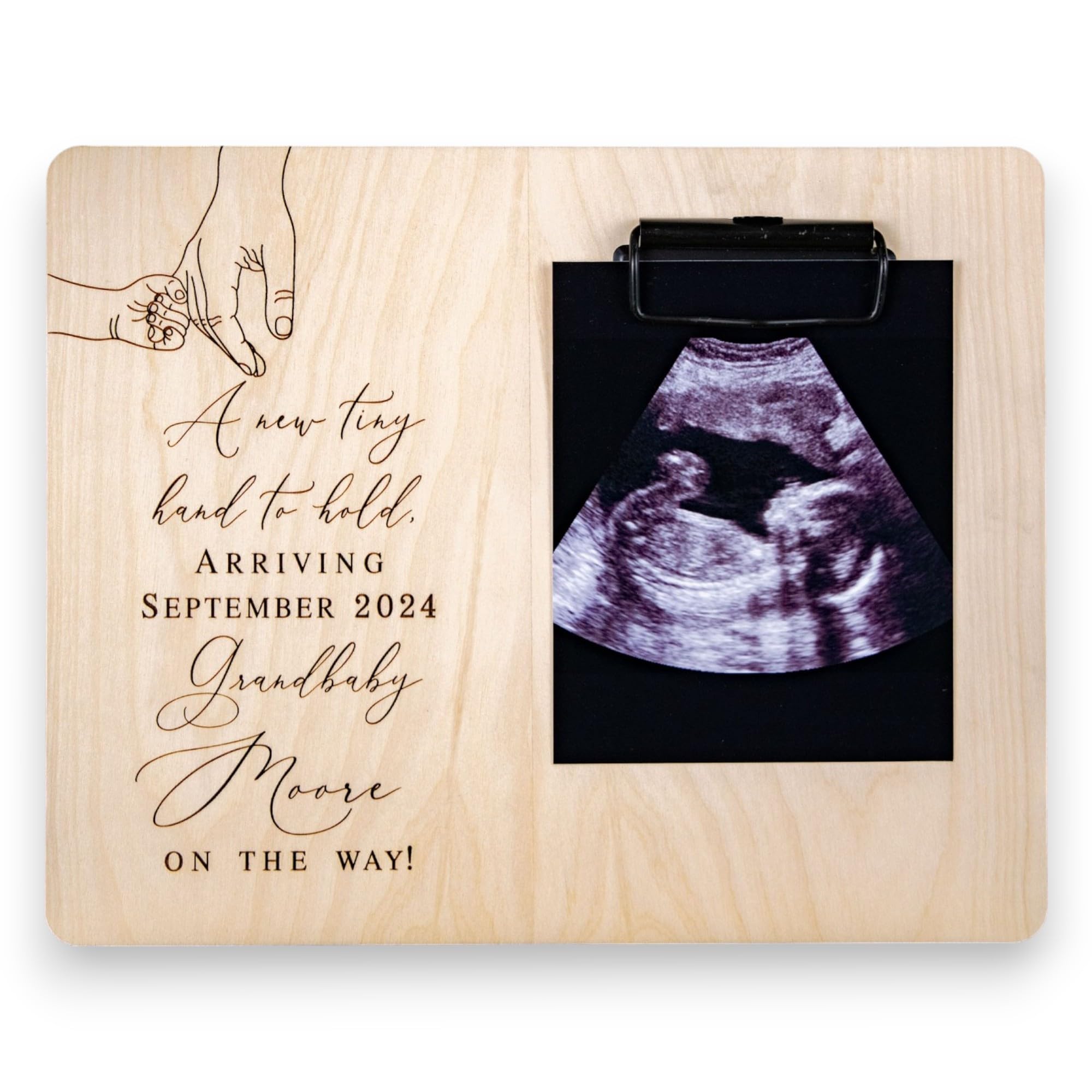 Personalized Grandbaby Announcement Picture Frame - Handmade Ultrasound Photo Frame for Grandparents, Pregnancy & Baby Announcement Gift, Holds 4
