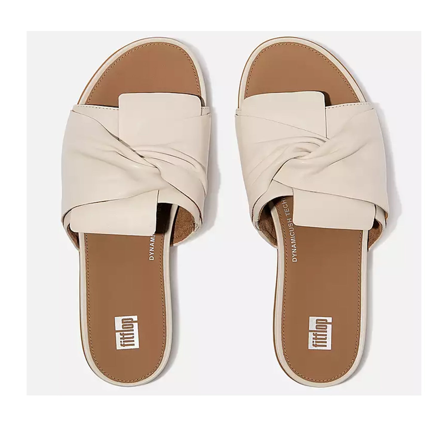 Fit Flop Women's Gracie Soft Twist Leather Slides in Beige - Comfortable Summer Sandals for Walking, Travel & Casual Wear
