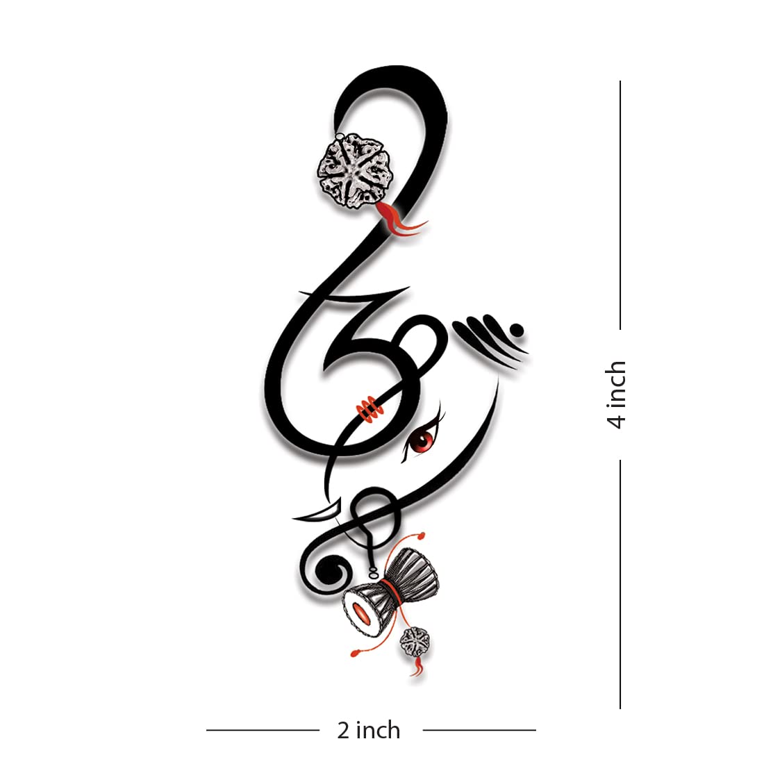 Om with Rudraksha and Ganesha Temporary Tattoo - Waterproof Body Art for Men & Women - Perfect for Yoga, Festivals, and Spiritual Events