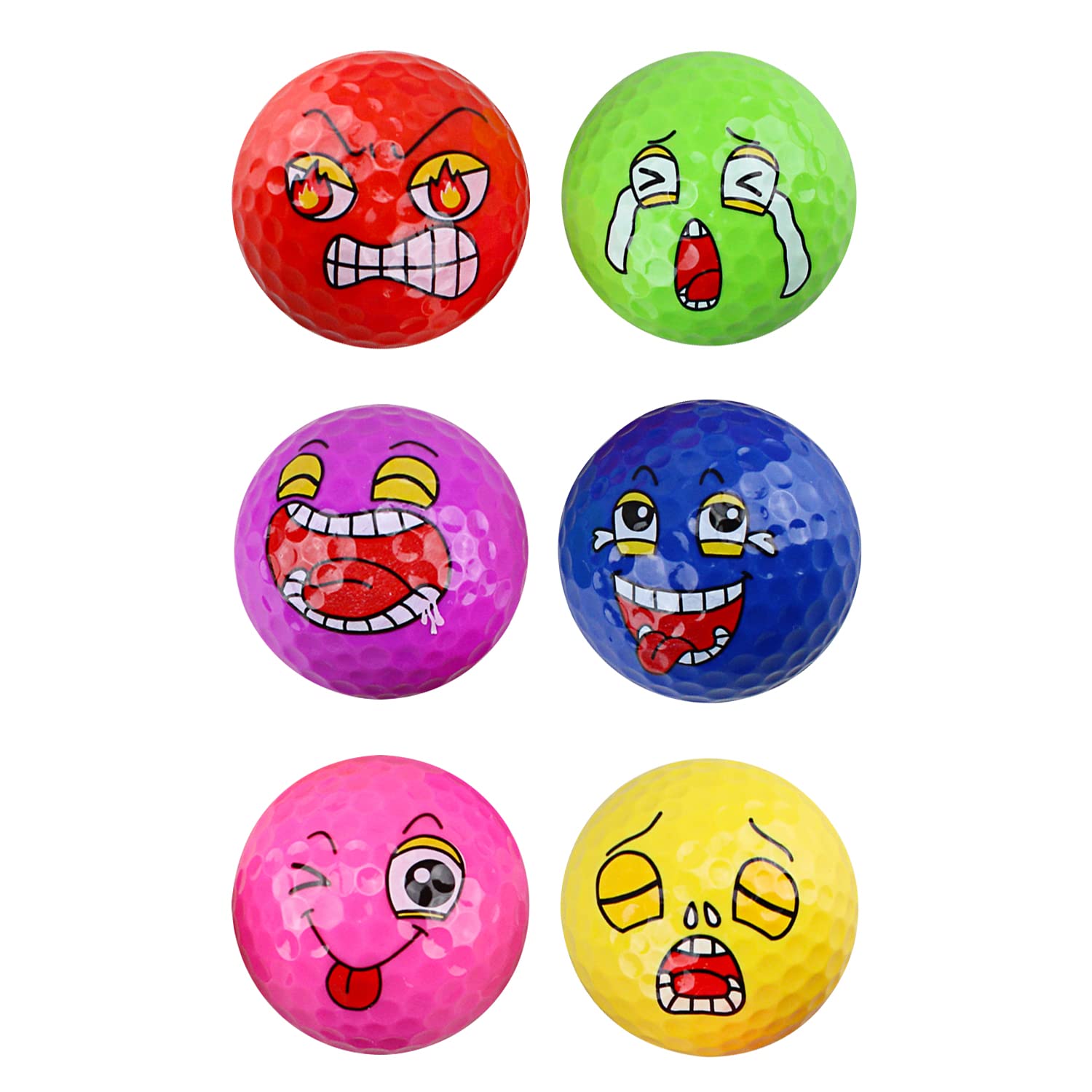 Kahuayi Funny Colored Golf Balls - High Visibility Practice Golf Balls for Distance Training (6 Pack) | Perfect for Beginners, Night Golf & Driving Range Practice