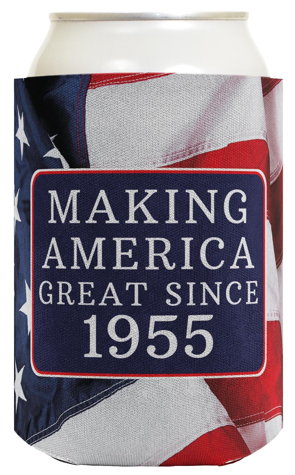 70th Birthday Party Favors for Adults - 48-Pack Patriotic US Flag Can Coolers & Koozies - Perfect for 4th of July, Memorial Day & BBQ Celebrations Since 1955
