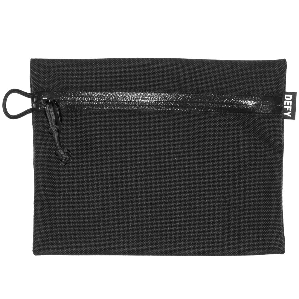 DEFY Project Ballistic Travel Pouch - Lightweight Nylon Organizer for Tech Accessories & Travel Essentials | Water-Resistant Tech Wallet Pouch (Large, Black) | Perfect for Business Trips, Camping & Daily Commute