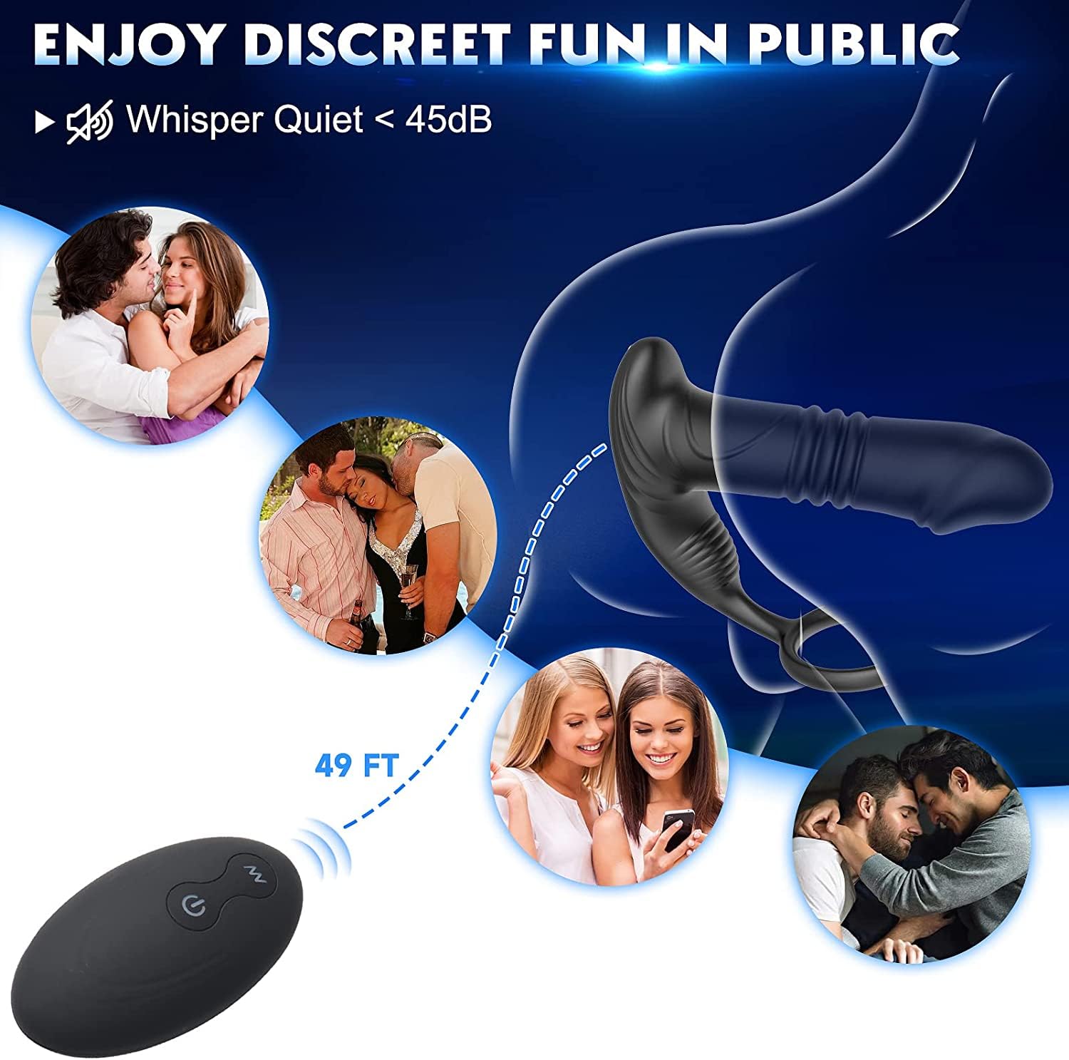 Male Prostate Massager with 9 Vibration Modes & APP Control - Anal Plug Sex Toy for Men, Penis Ring Stimulator - Perfect for Solo Play & Couples Intimacy