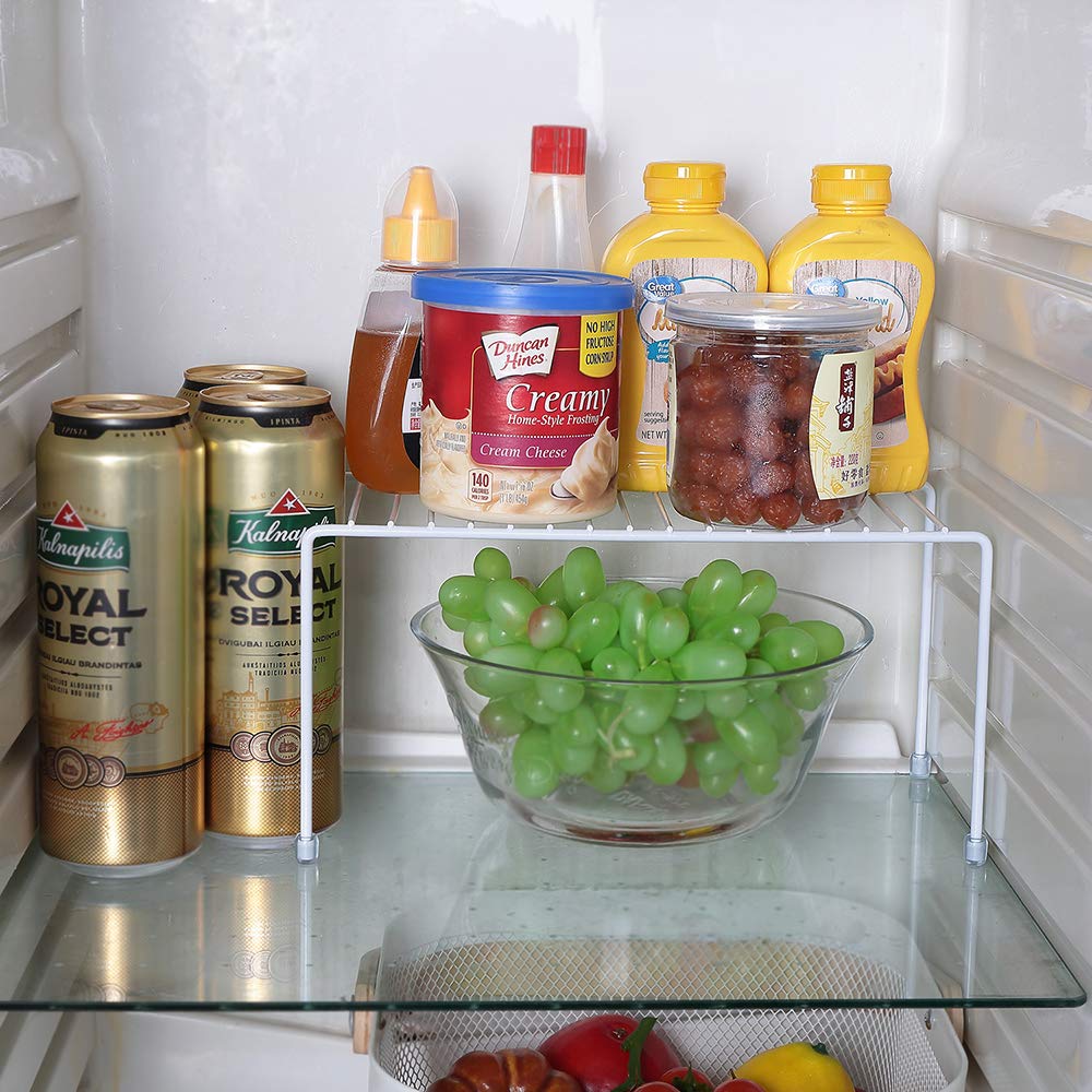 White Kitchen Shelves Set of 2 - Space Saving Cabinet Organizer for Spices, Utensils & Pantry Storage - Perfect for Small Kitchens, Bathrooms & Closets