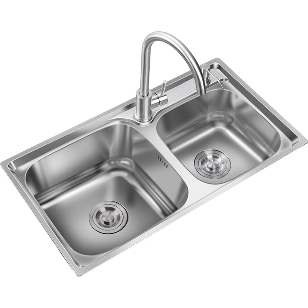 Premium Stainless Steel Double Bowl Kitchen Sink with Faucet - Undermount, Topmount & Drop-in Installation - Perfect for Modern Kitchens, Restaurant Prep & Home Renovation Projects
