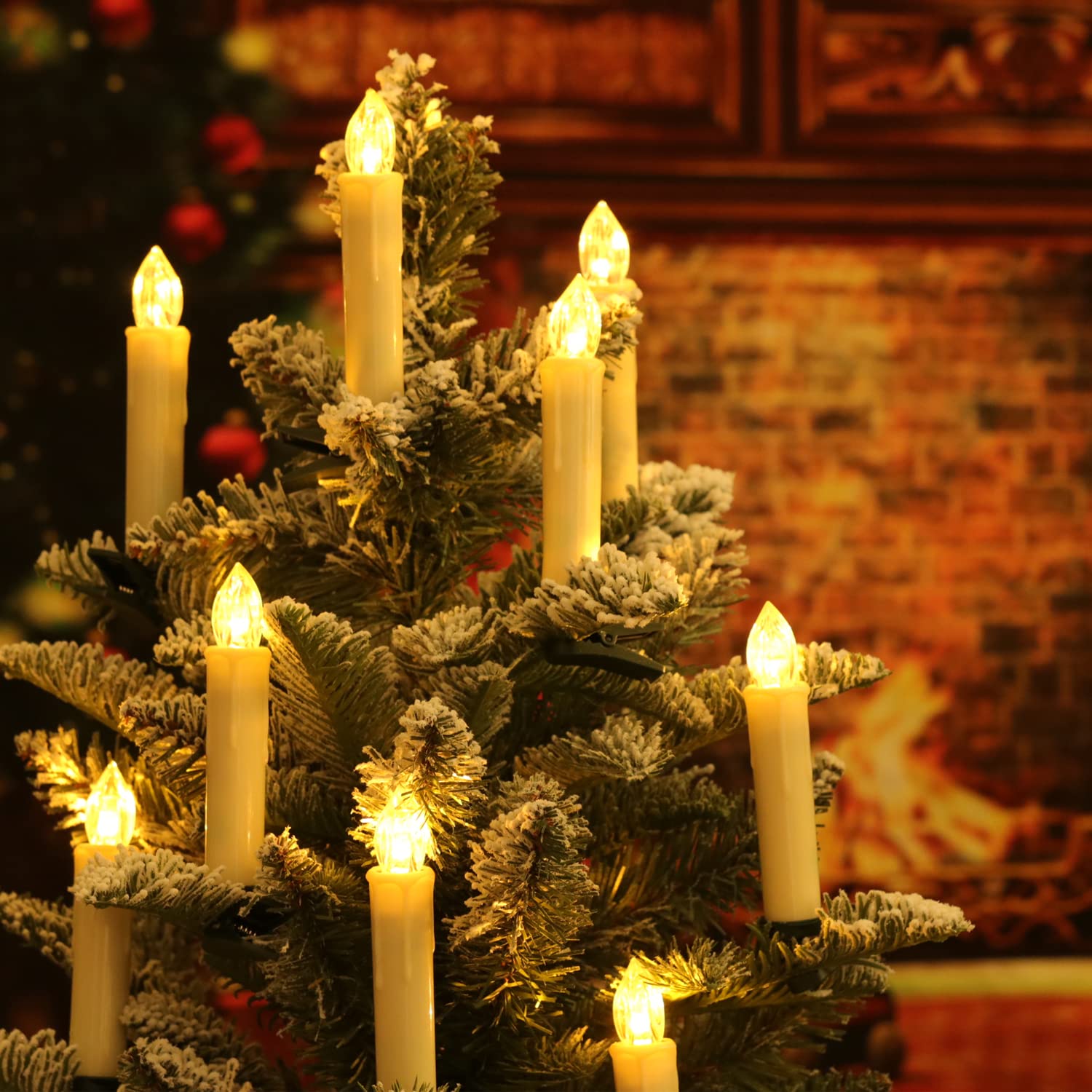 24 Pack Ivory Flameless LED Window Candles - 4 Inch Battery Operated Taper Candles with Remote & Timer, Warm White Flickering Light for Home Decor, Chandelier, Christmas, Birthday Party, Wedding Centerpiece