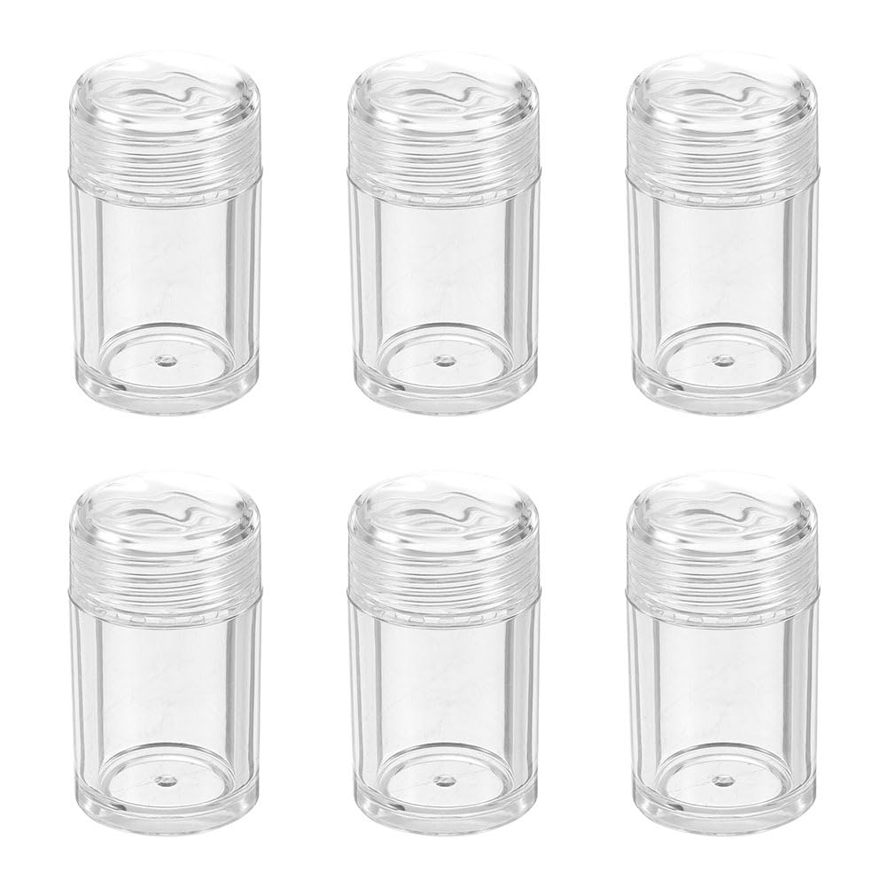 Housoutil 6-Piece Transparent Plastic Cosmetic Powder Dispenser Set - Mini Compact Powder Containers for Travel & Makeup Touch-Ups | Perfect for On-the-Go Beauty & Organizing Loose Powders