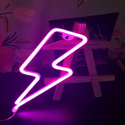 Lightning Bolt LED Neon Lamp - USB & Battery Powered Wall Decor Night Light for Bedroom, Party, Festival, and Home Decoration