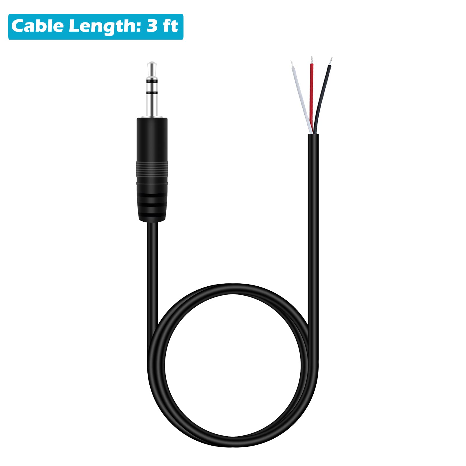 Fancasee 3FT 3.5mm Male to Bare Wire Speaker Cable - TRS Stereo Jack to Pigtail Audio Adapter - for Speaker, Headphone, Headset & Earphone Repair - Perfect for Home Theater, Car Audio & DIY Projects