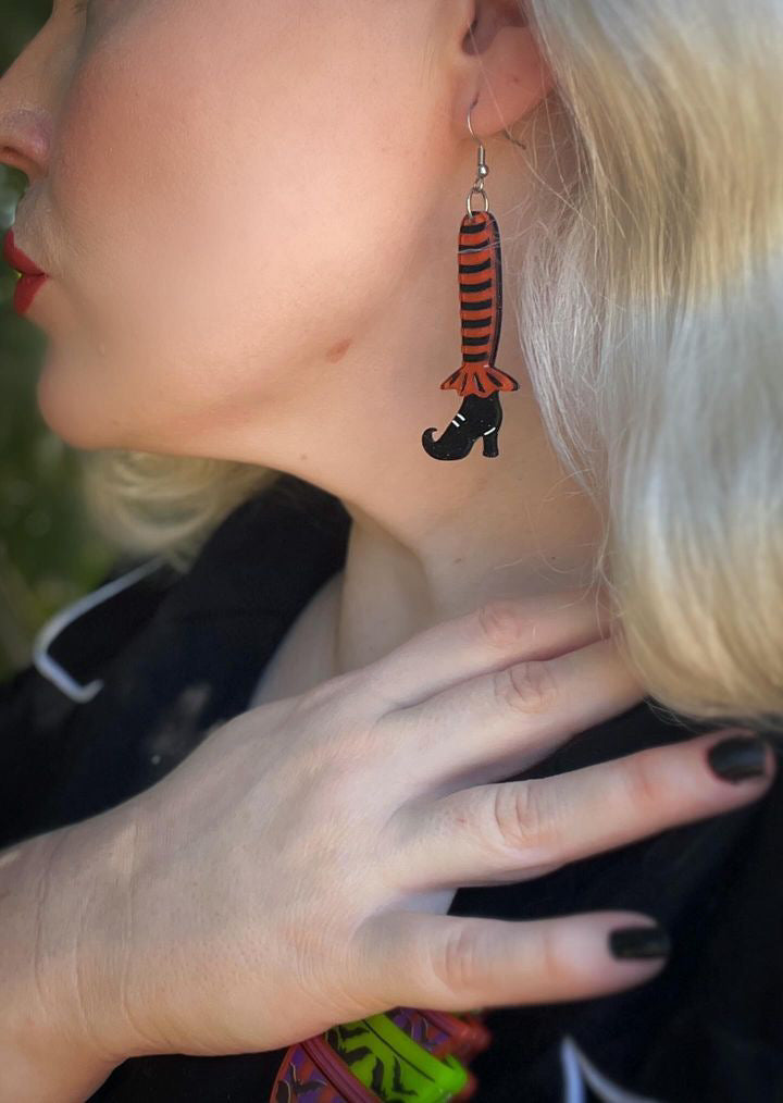 Purple Bewitching Booties Earrings by Lipstick & Chrome - Perfect for Parties, Date Nights & Fashion Statements