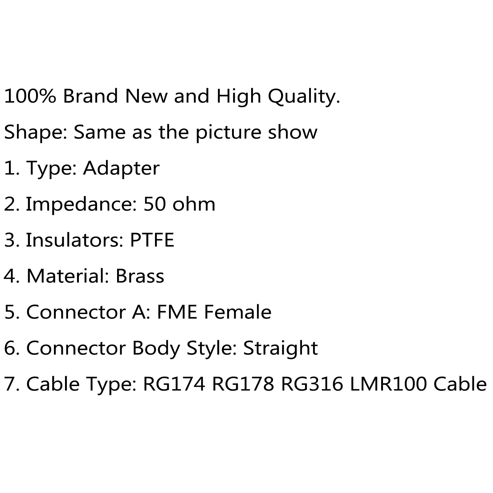 10Pcs FME Female Straight Crimp Connectors for RG174 RG178 RG316 LMR100 Coaxial Cables - Perfect for CCTV, Antenna, and Radio Communication Installations