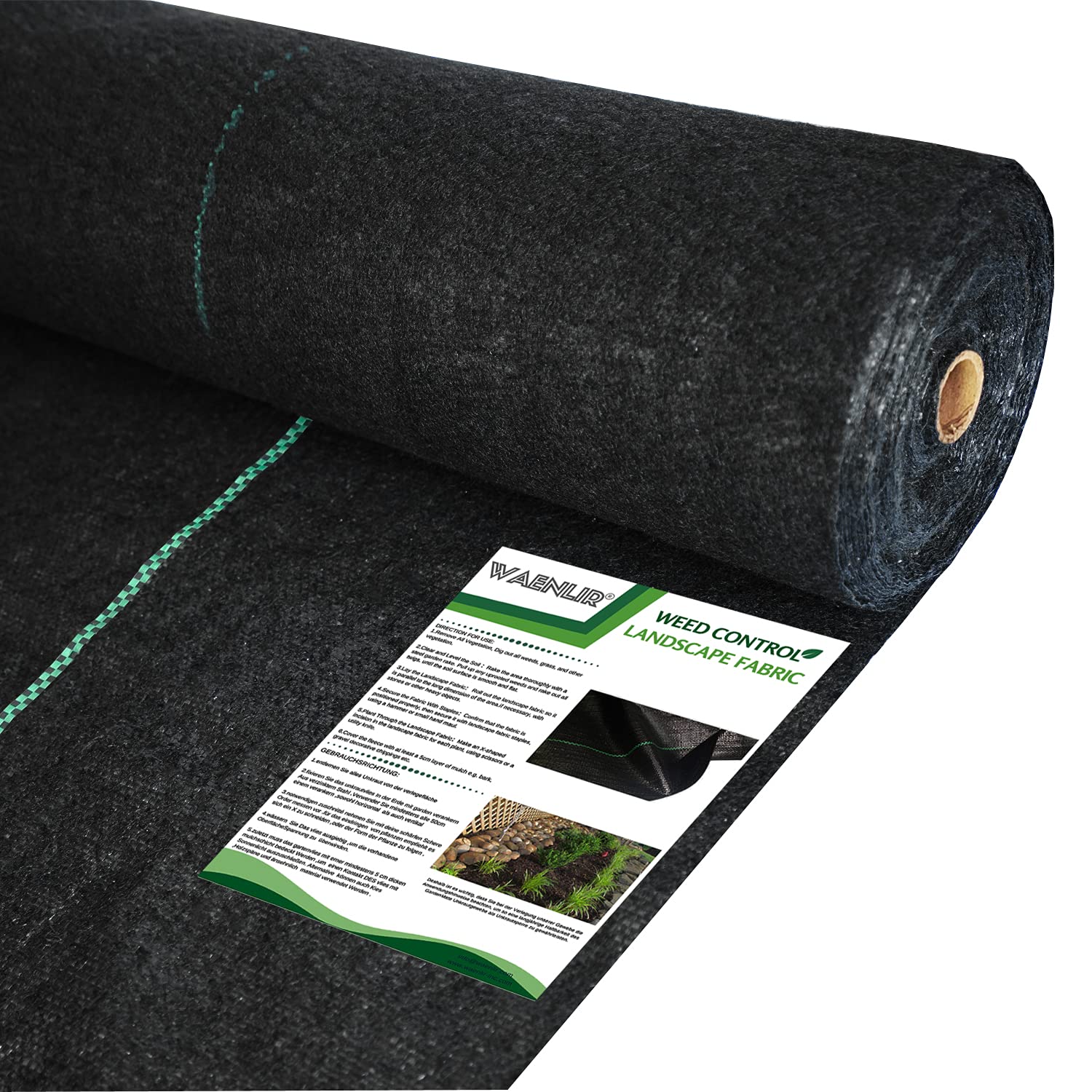 WAENLIR 5oz Heavy Duty Weed Barrier Landscape Fabric - Premium Weed Control Mat for Gardens & Lawns (3ft x 250ft) | Durable Outdoor Ground Cover for Landscaping, Flower Beds & Vegetable Gardens