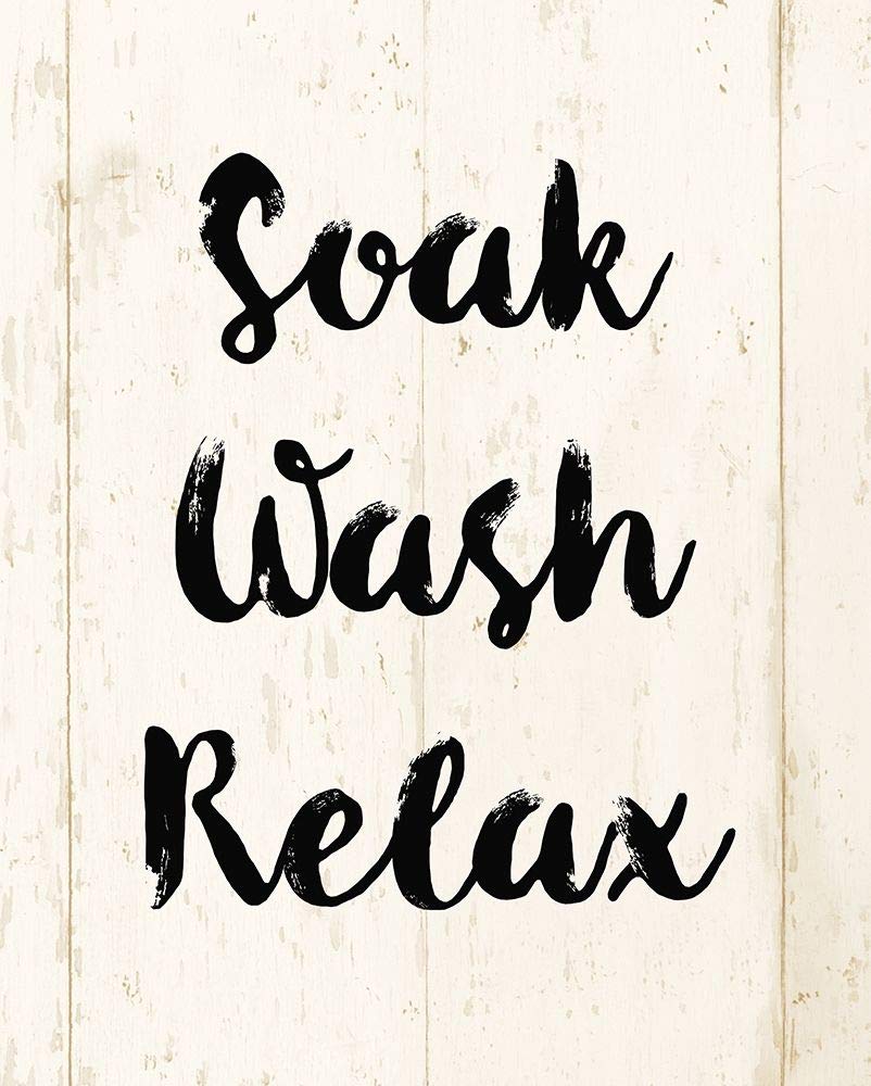 Alicia Vidal Soak Wash Relax Poster Print - 30x24 Inch Wall Art Decor for Bathroom, Spa & Relaxation Room - Vintage Style Home Decor