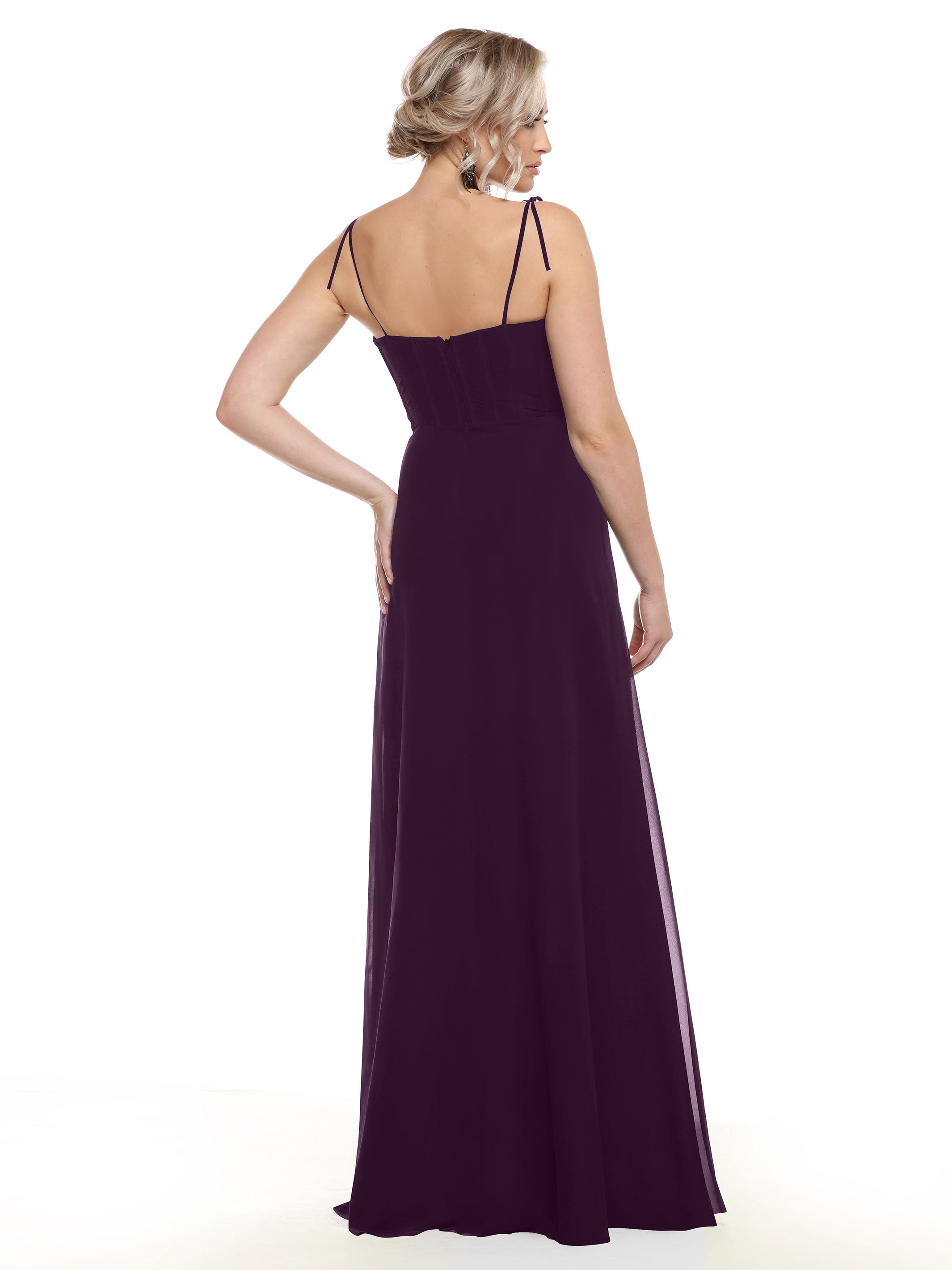 Elegant 80144 Chiffon A-Line Bridesmaid Dress with V-Neck & Spaghetti Straps - Perfect for Weddings, Formal Events & Special Occasions