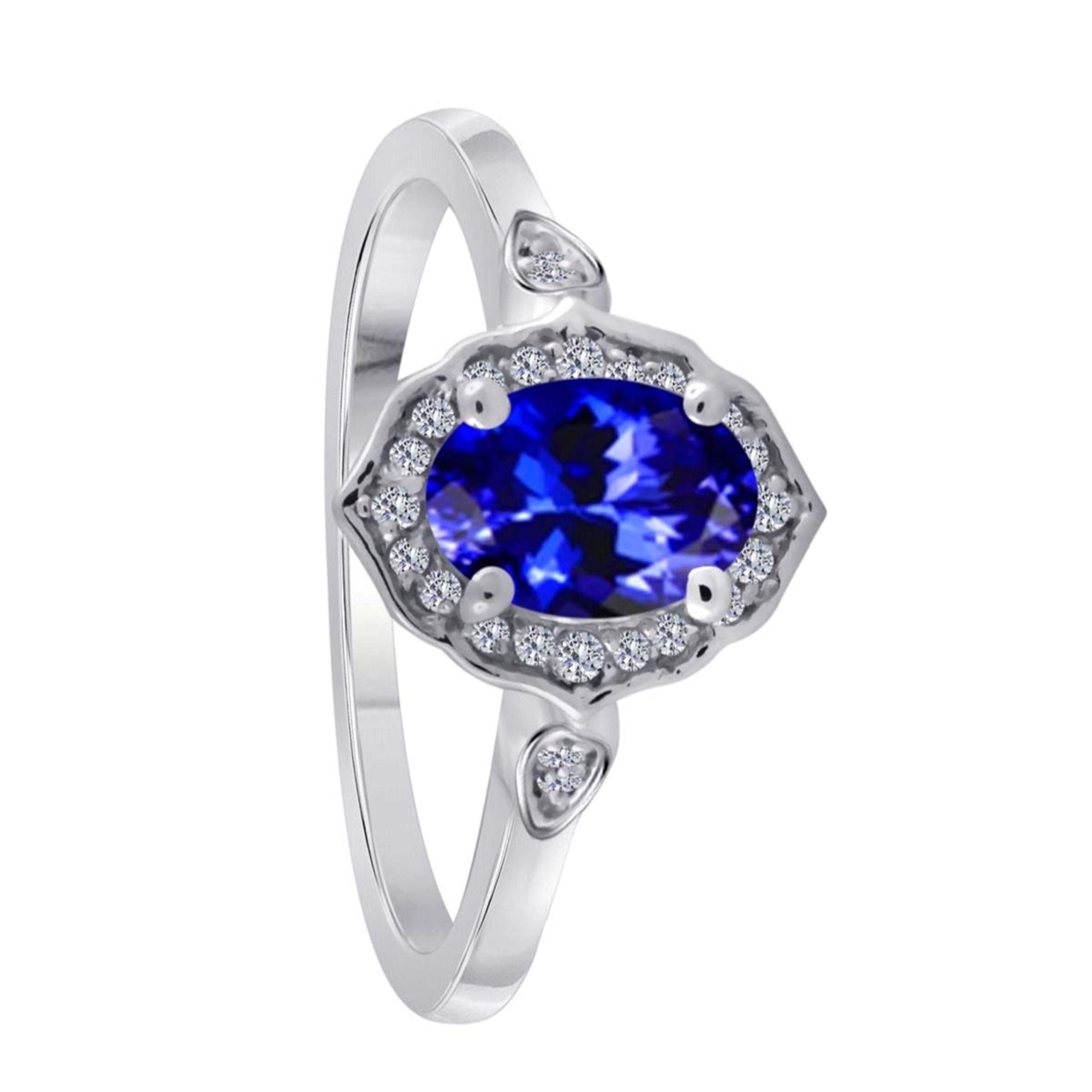 0.85 Carat Oval Tanzanite & Diamond Ring in 10K Rose/White/Yellow Gold - Elegant Valentine's Day Gift for Her, Anniversary Present, Engagement Jewelry, Special Occasion Accessory