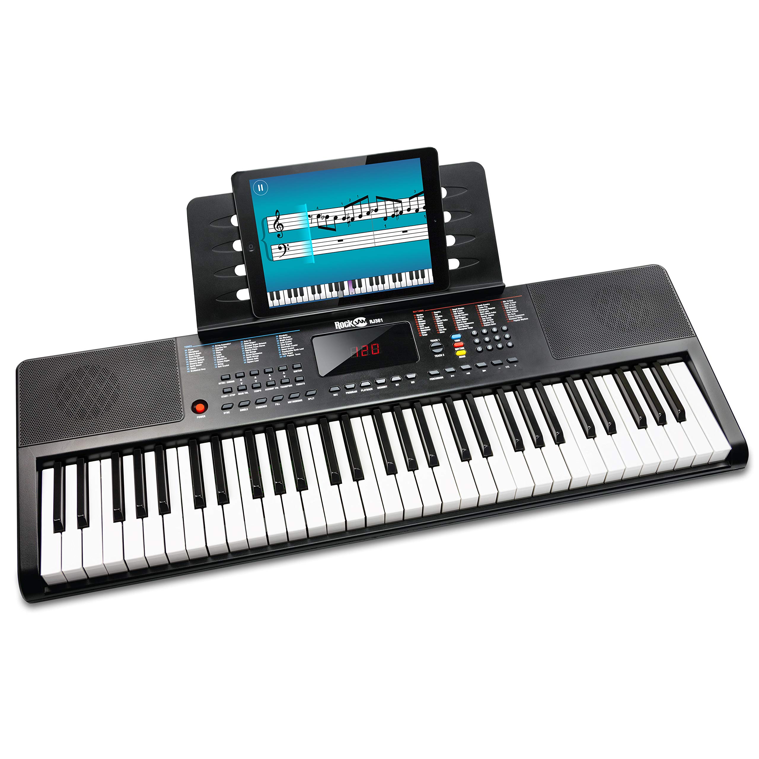 RockJam 61-Key Electronic Keyboard Piano Bundle with Stand, Power Adapter, Headphones & Sheet Music - Perfect for Beginners, Home Practice & Music Lessons