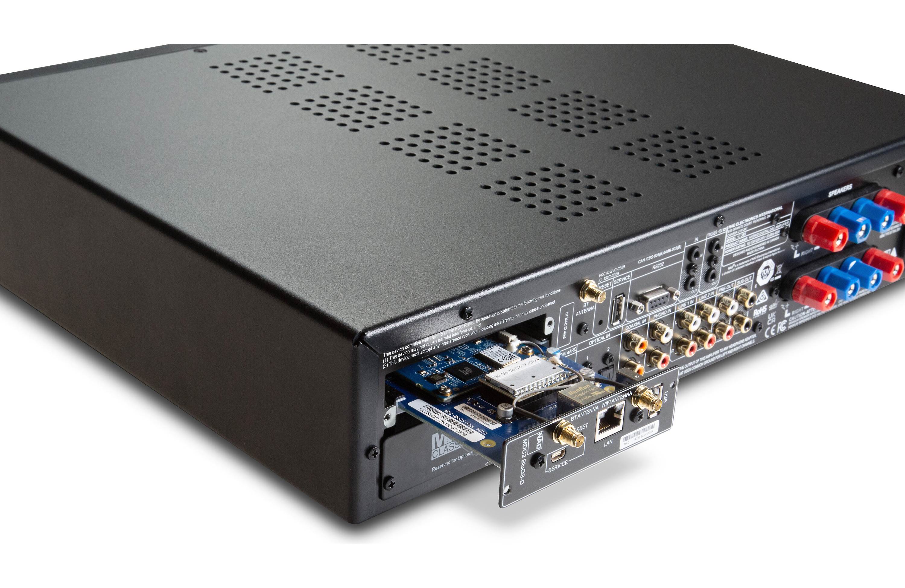 NAD Electronics C389 BluOS D Hybrid Digital DAC Integrated Amplifier with Bluetooth & MDC2 BluOS D Module - Hi-Fi Audio System for Home Theater & Music Listening