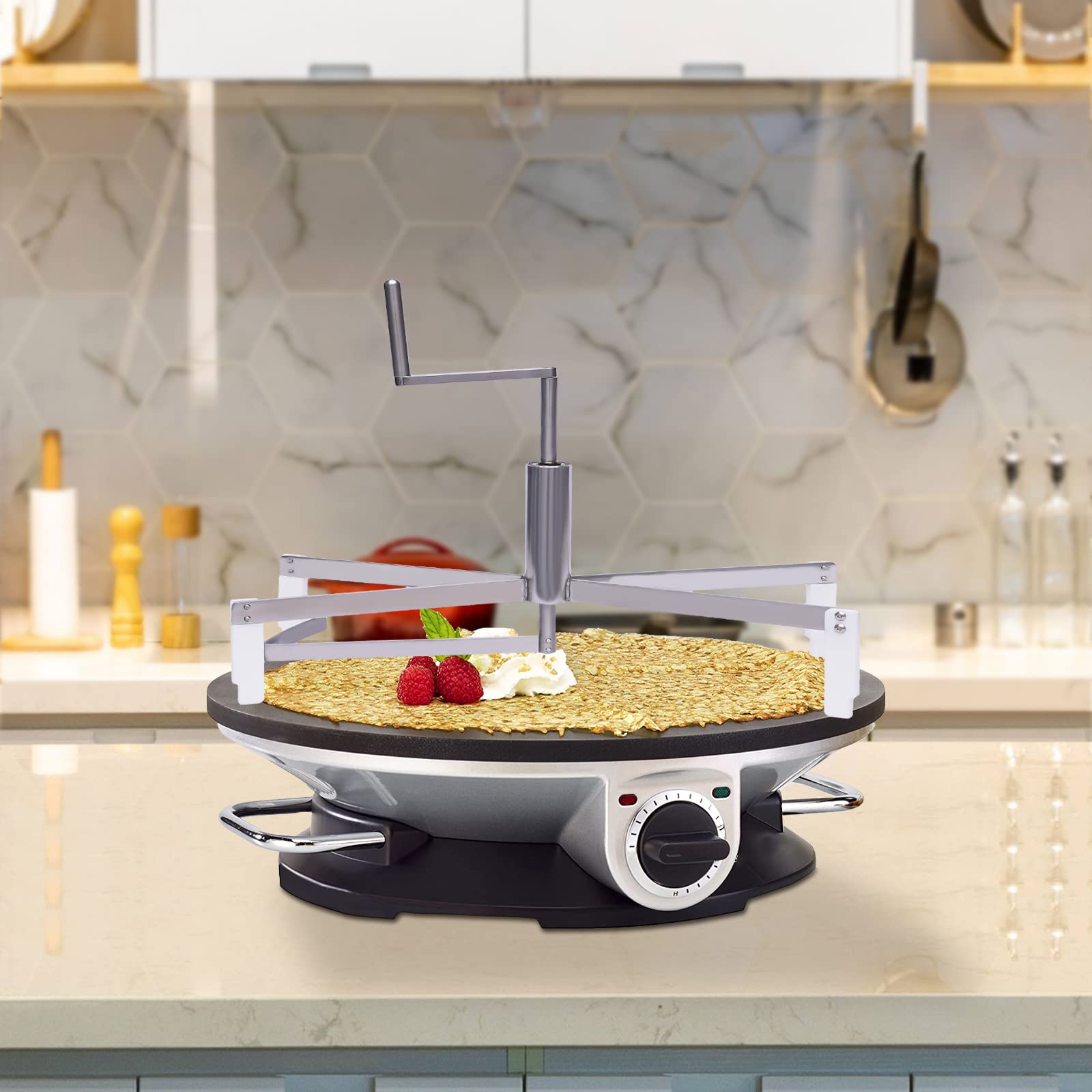 40cm Stainless Steel 304 Crepe Spreader Tool - Professional Pancake Maker, Pizza Batter Spreader & Cooking Regulator for Bakeries & Home Use | Perfect for Crepes, Pancakes, Pizza Dough & Dessert Making (Silver)