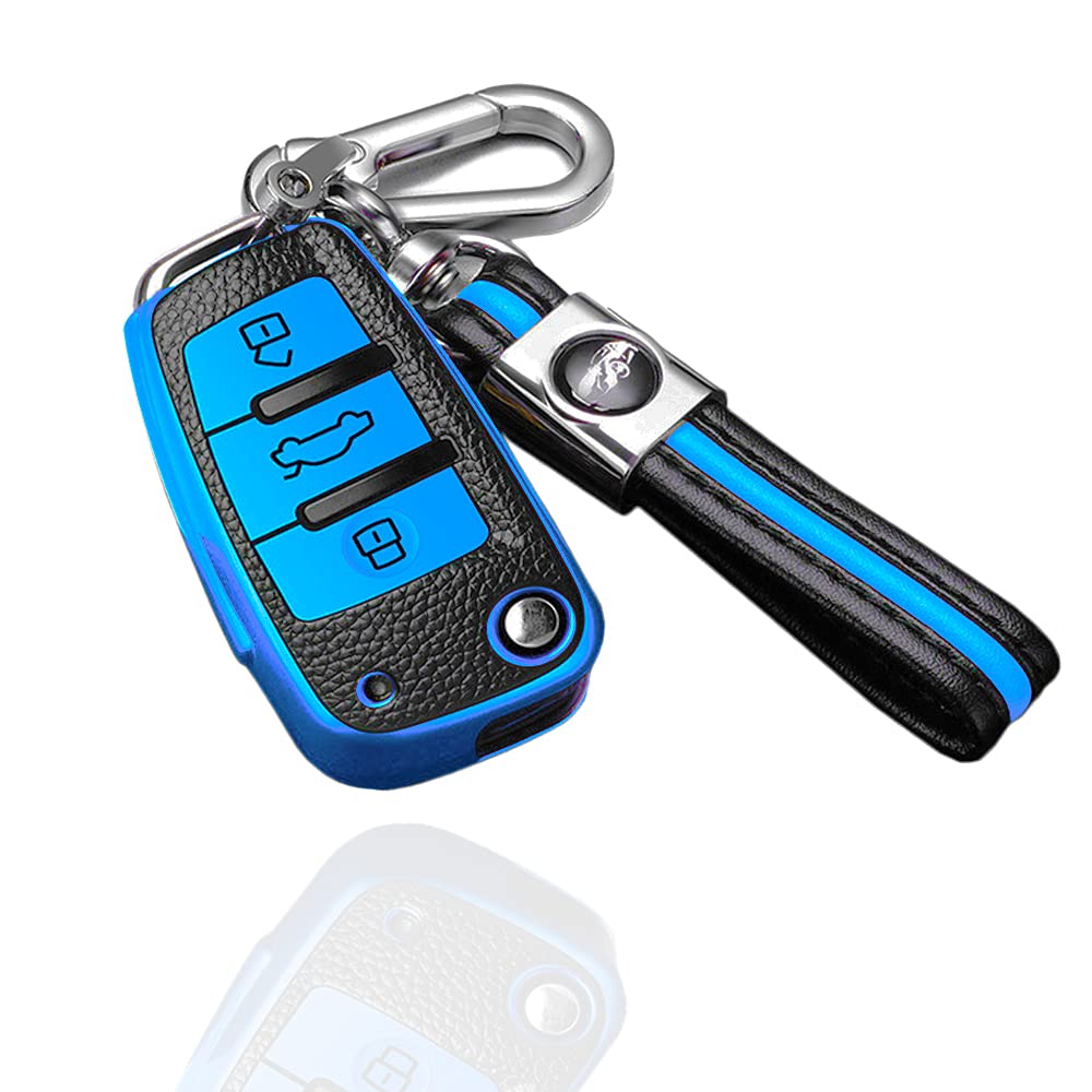 Premium SANRILY Genuine Leather Flip Key Cover for Audi A3 (2017-2018 Models) - Remote Key Fob Protector Case - Perfect for Daily Use, Car Key Protection & Style Enhancement