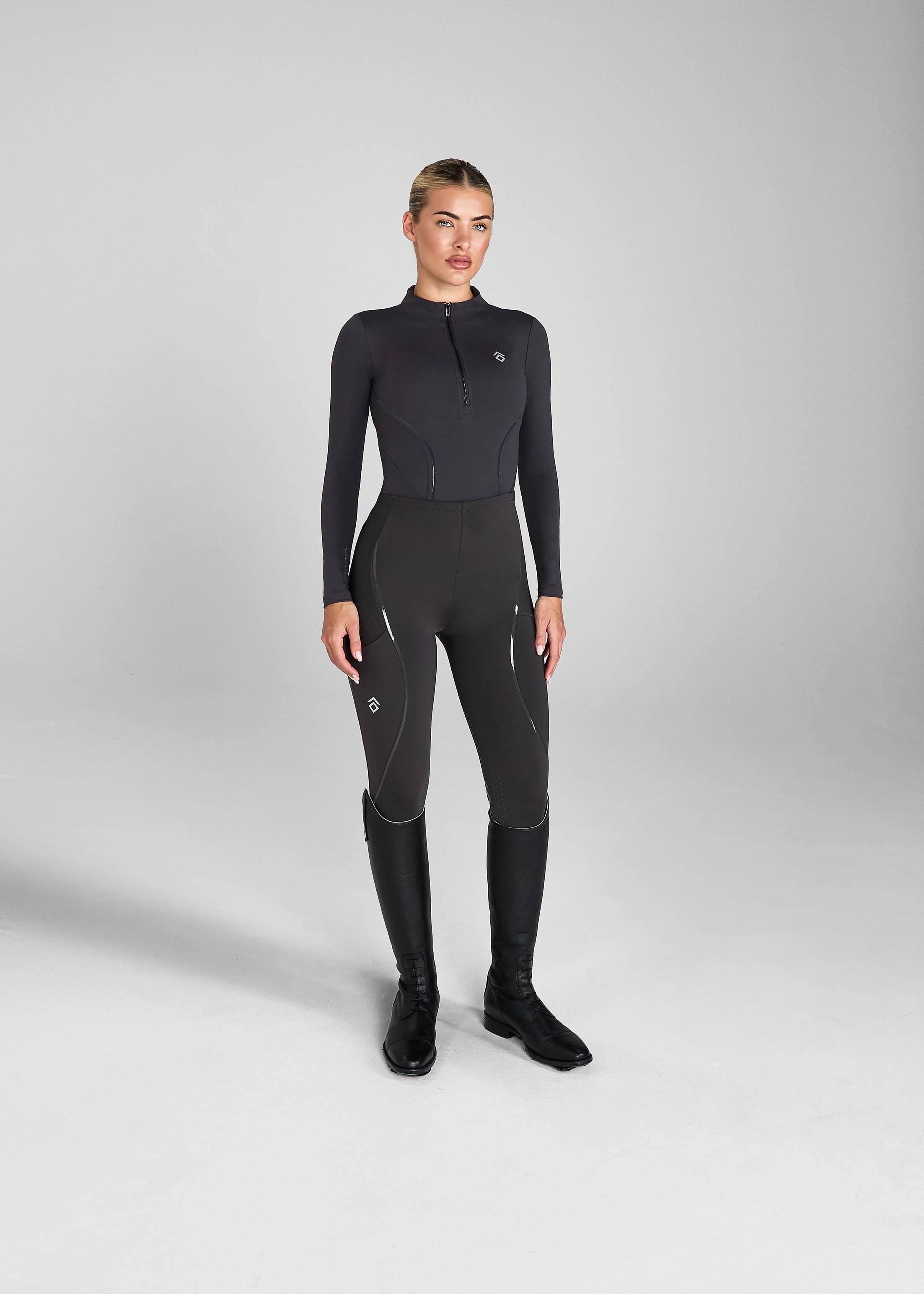 High-Quality Graphite Taped Leggings with Full Seat for Equestrian Riding & Yoga - Breathable Workout Pants for Women