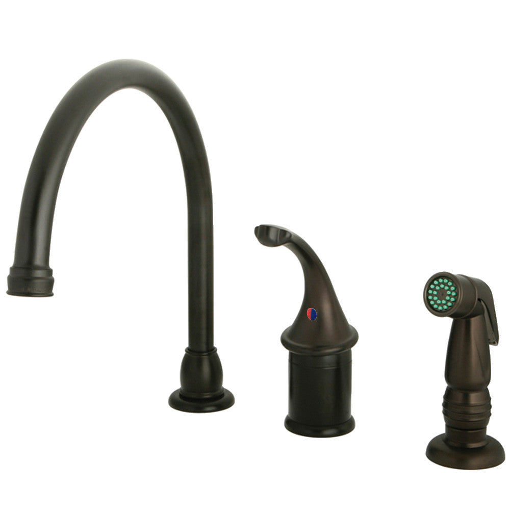 Kingston Brass KB3818GLSP Widespread Kitchen Faucet - Modern 8-Inch Spread Single Handle Pull-Down Sprayer in Polished Gold - Perfect for Farmhouse, RV, and Residential Kitchen Sinks