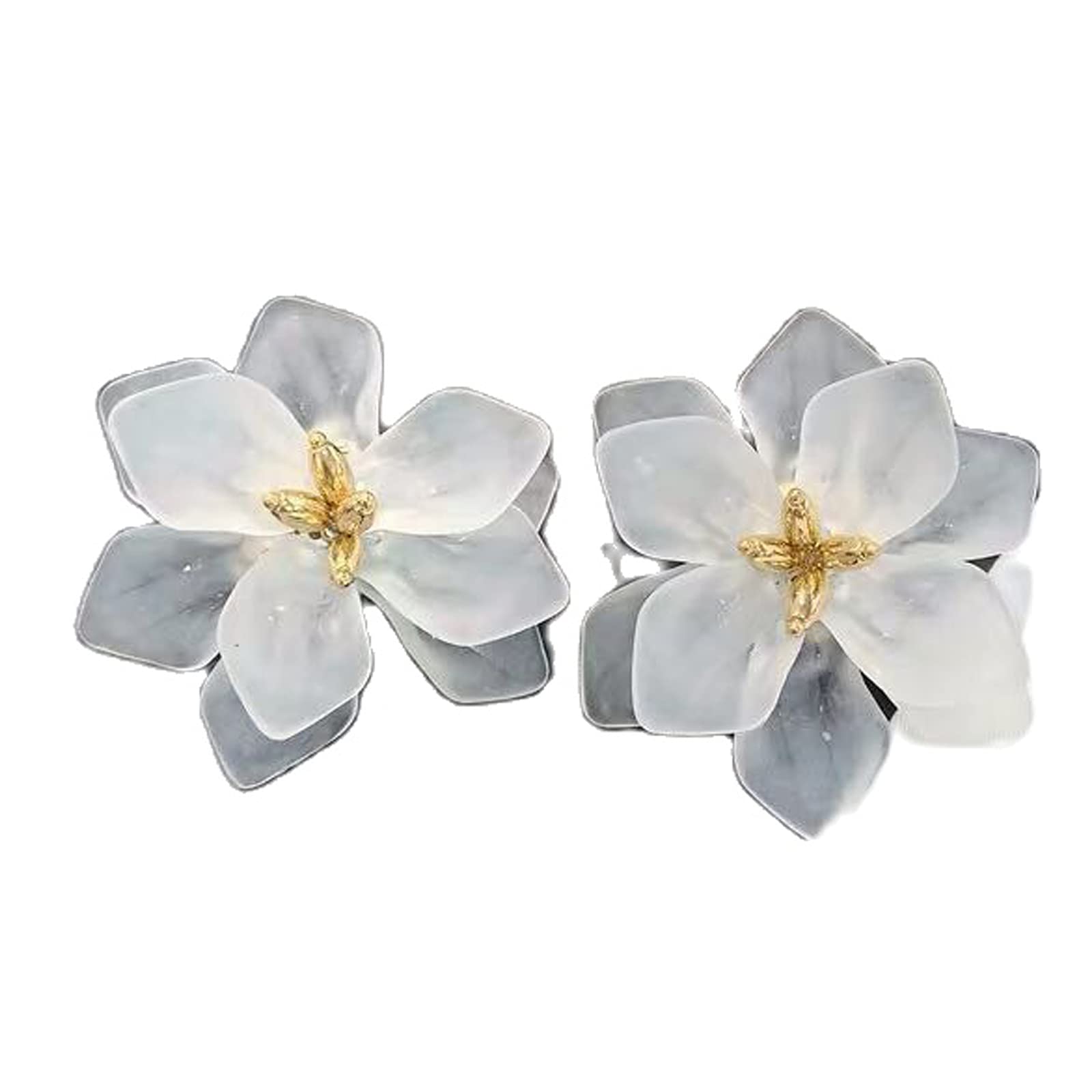 Handmade Bohemian Acrylic Flower Stud Earrings for Women - Matte Double Layered Petal Dangle Drop Earrings with Flower Bud Design | Perfect for Weddings, Parties & Everyday Wear