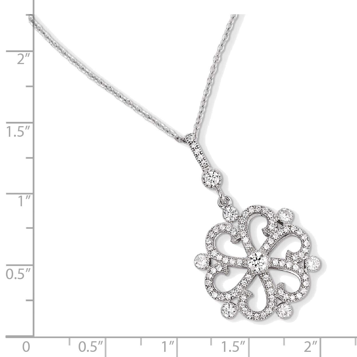 Bonyak Sterling Silver Rhodium-Plated CZ Flower Necklace - Elegant Brilliant Embers Pendant for Women | Perfect for Weddings, Parties & Special Occasions