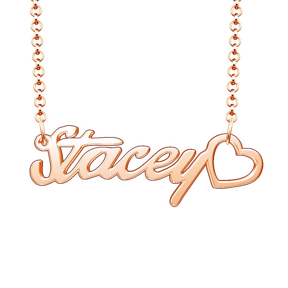 Personalized Rose Gold Plated Heart Name Necklace for Women - Custom Engraved Gift for Anniversary, Valentine's Day & Birthday - Perfect for Romantic Occasions & Special Moments