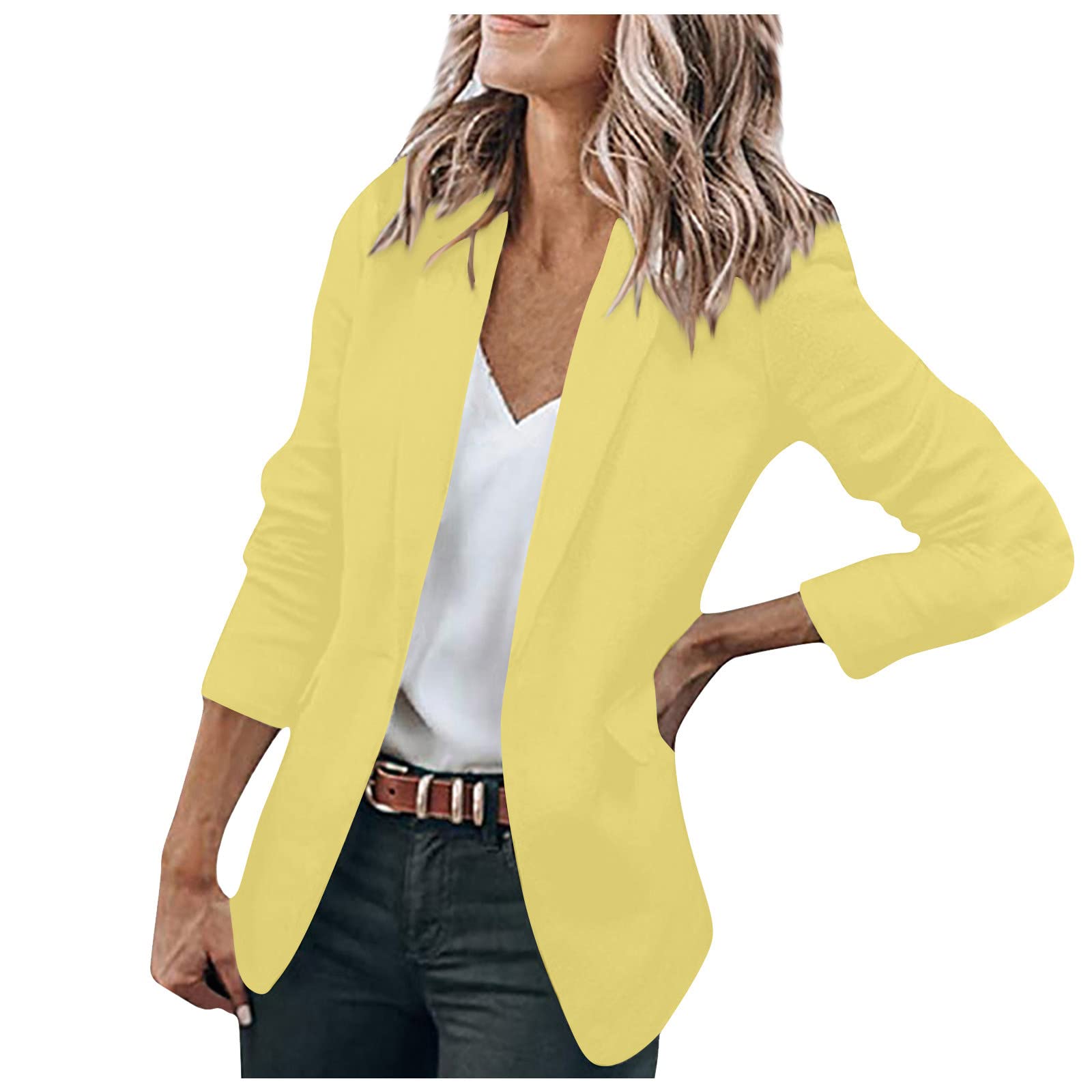 Women's Open Front Blazer Jacket - Long Sleeve Cardigan Coat with Pockets & Lapel | Loose Fit Boyfriend Style Suit Jacket | Perfect for Office Wear, Business Casual & Date Night Outfits