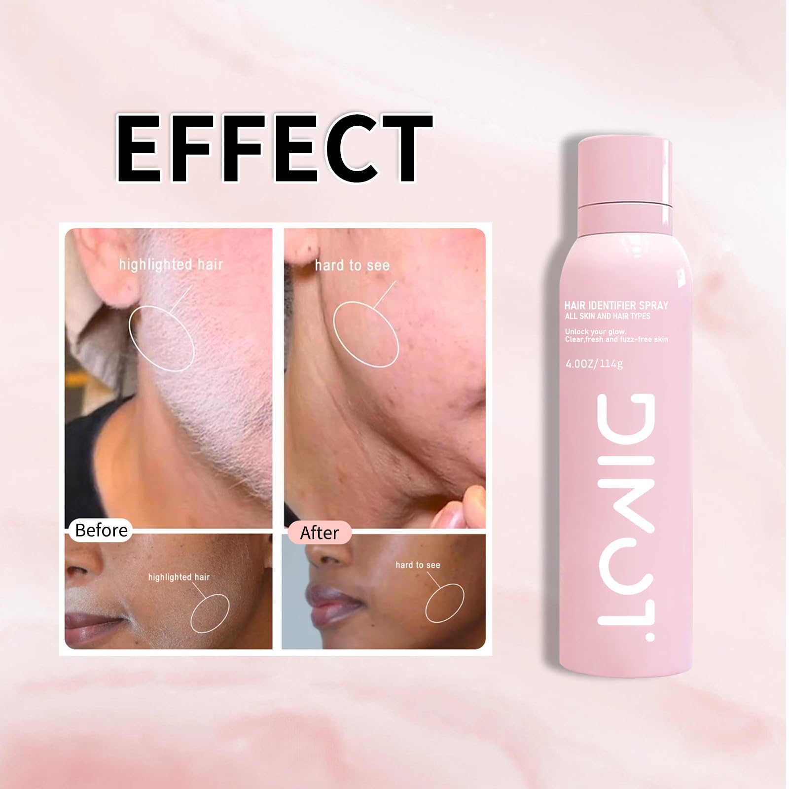 2PC Hair Identifier Spray for Face & Body Shaving - Dermaplane Spray for Men & Women, Skin Hair Identifying Spray with Razors - Perfect for Precise Shaving & Smooth Skin Care