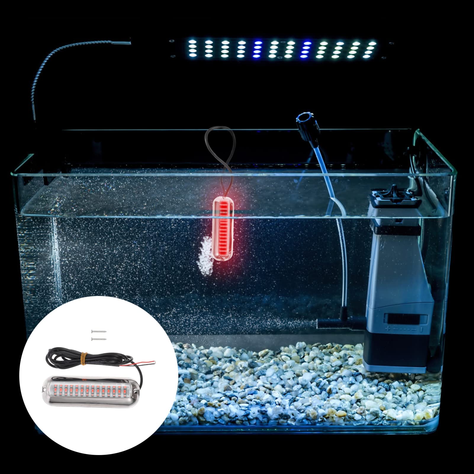 Housoutil LED Underwater Light for Aquarium, Boat, Pontoon - Marine Navigation & Decoration Light, Waterproof Submersible Light for Pool, Pond, Drain - Perfect for Underwater Illumination and Safety Lighting
