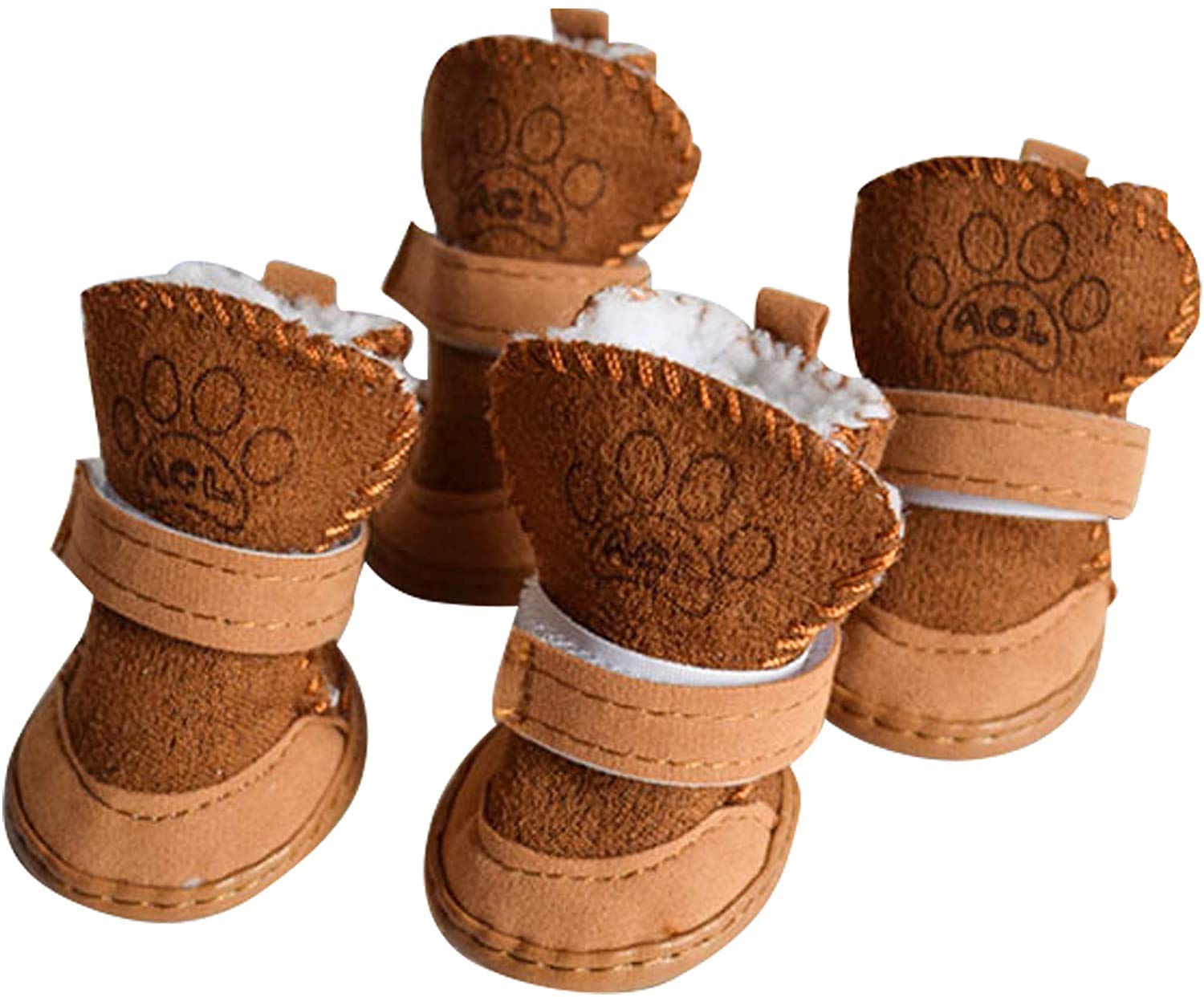 Payanwin Anti-Slip Dog Boots - Winter Warm Snow Shoes with Skidproof Soles for Small Dogs (XL, Brown) | Perfect for Snowy Walks, Hiking & Outdoor Adventures