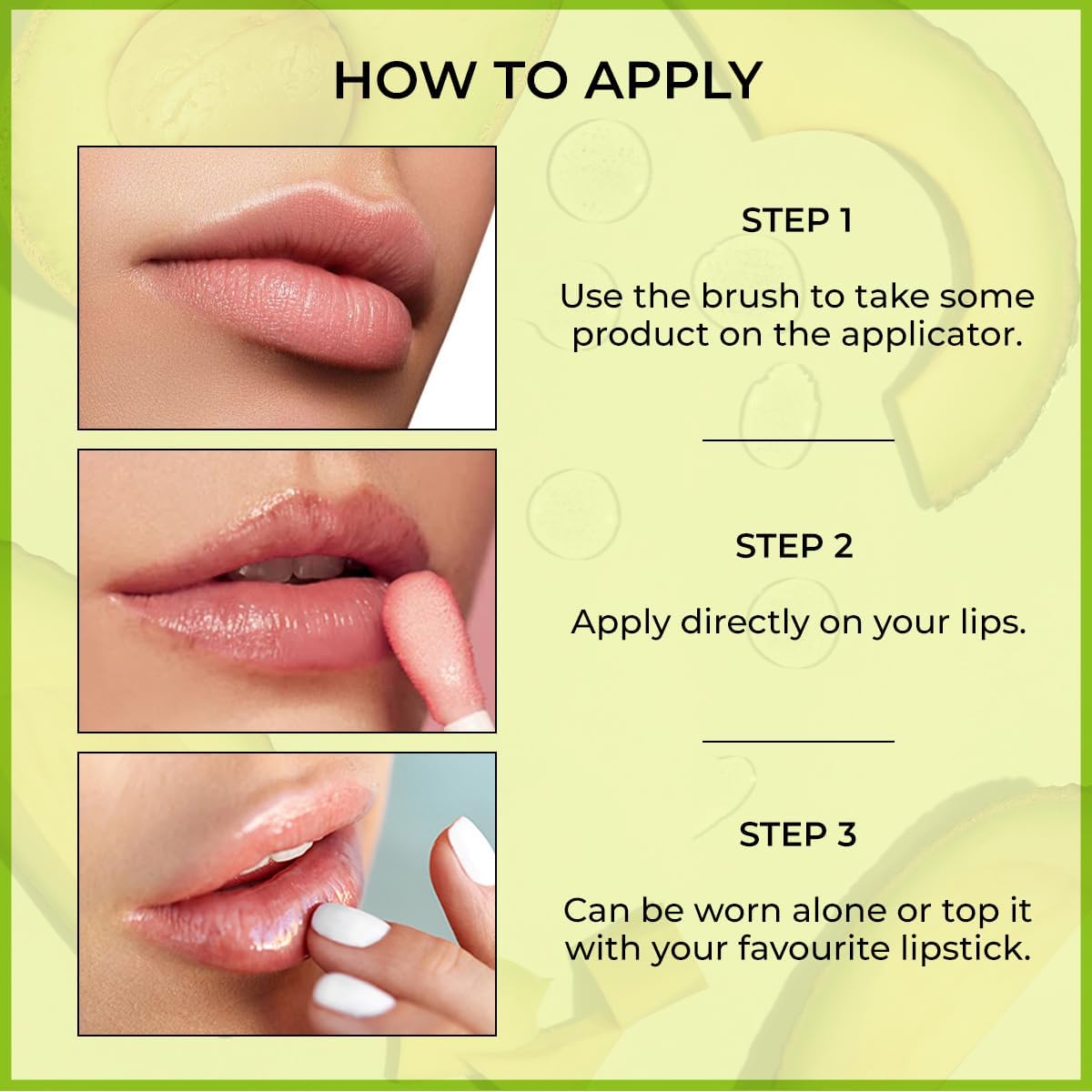 Syfer Natural Lip Oil with Vitamin C & Yeast Extract - Long Lasting Moisturizing & Nourishing Lip Treatment for Women & Girls - 4ml Avocado Flavor - Perfect for Dry Lips, Daily Hydration & Night Care