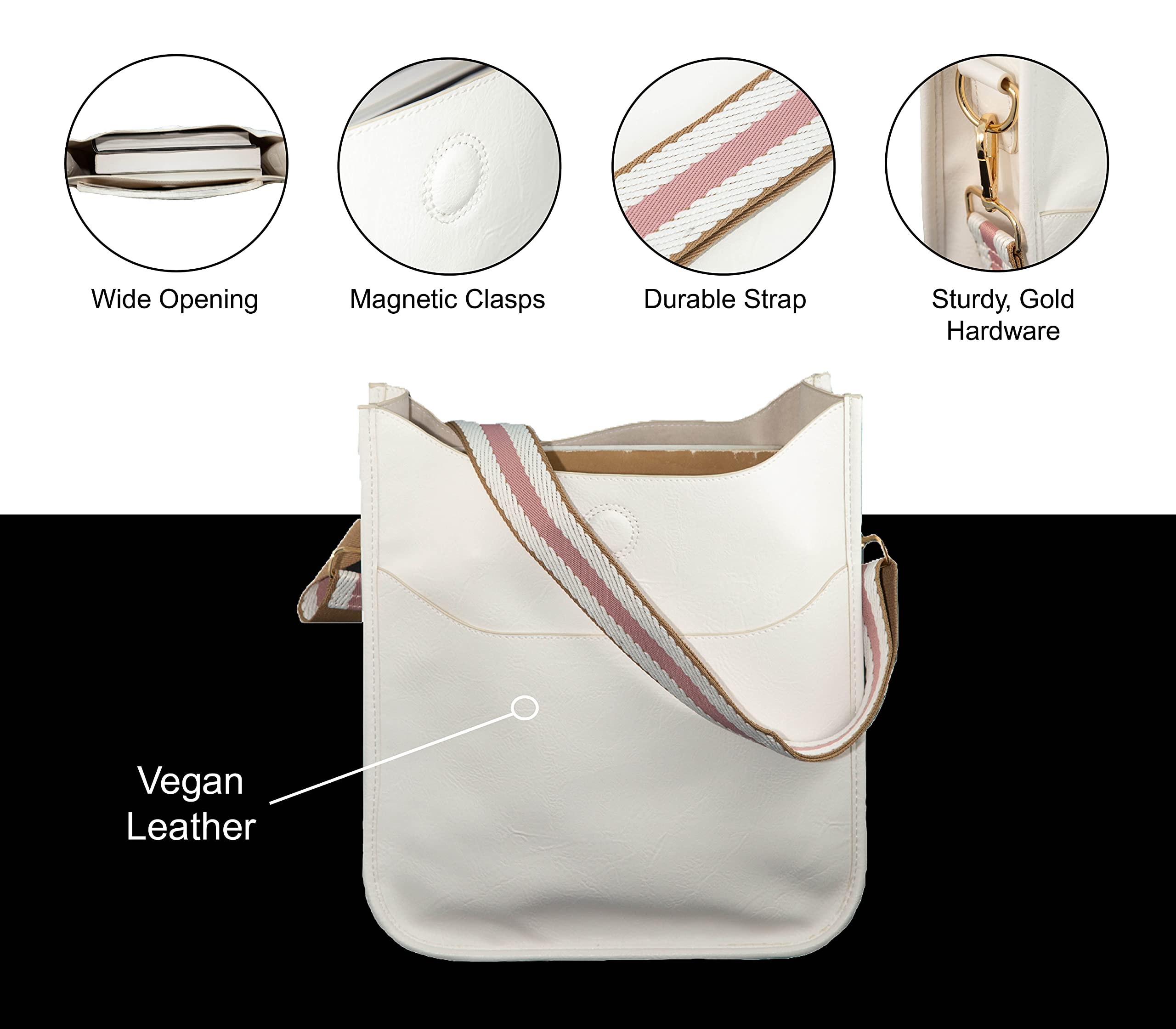 Vegan Leather Pinafore Crossbody Bag for Women - Adjustable Shoulder Strap, Stylish & Lightweight - Perfect for Work, Travel & Everyday Use